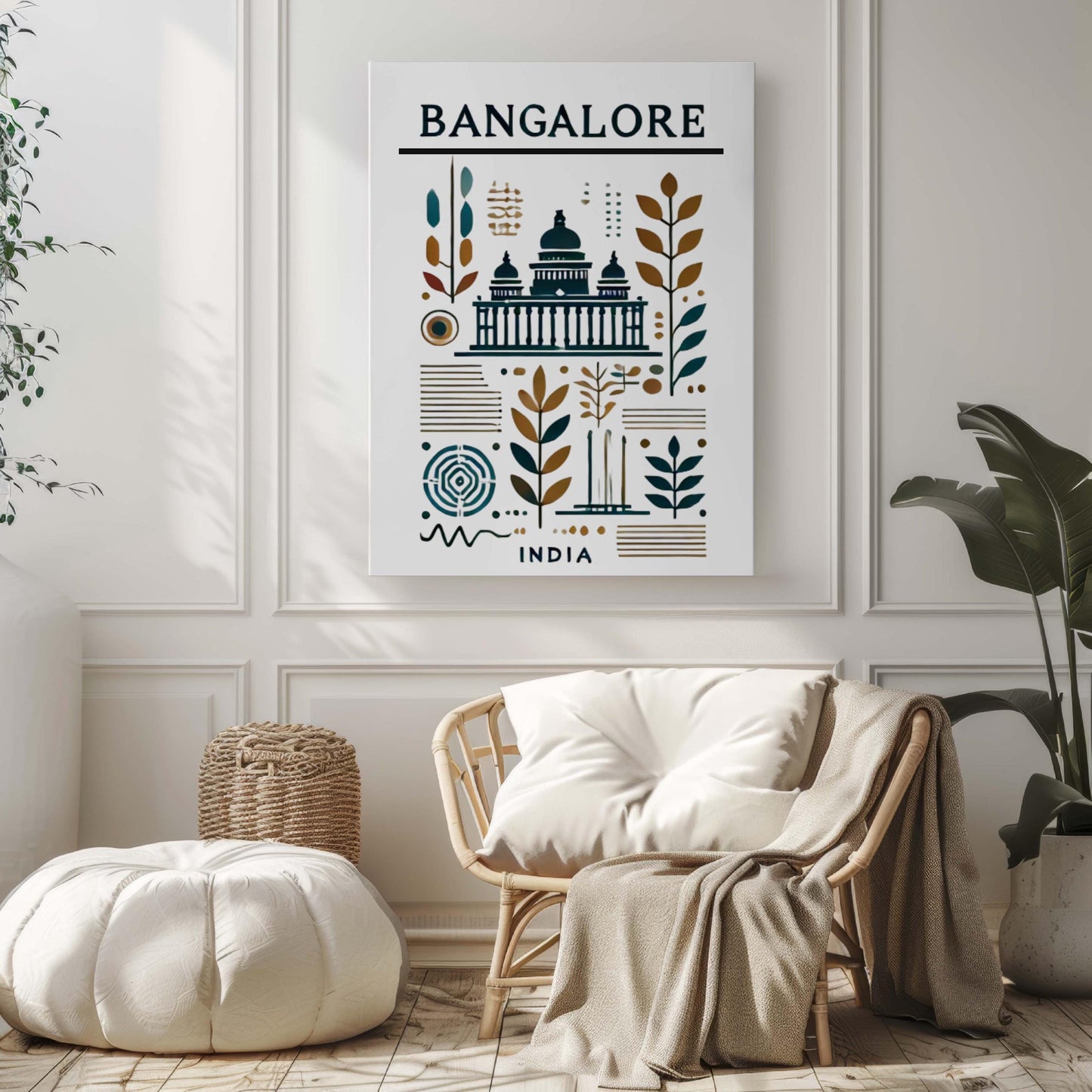 Bangalore Print: Modern India Wall Art Travel Decor, Home, and College Gift, Living Room & Housewarming Poster