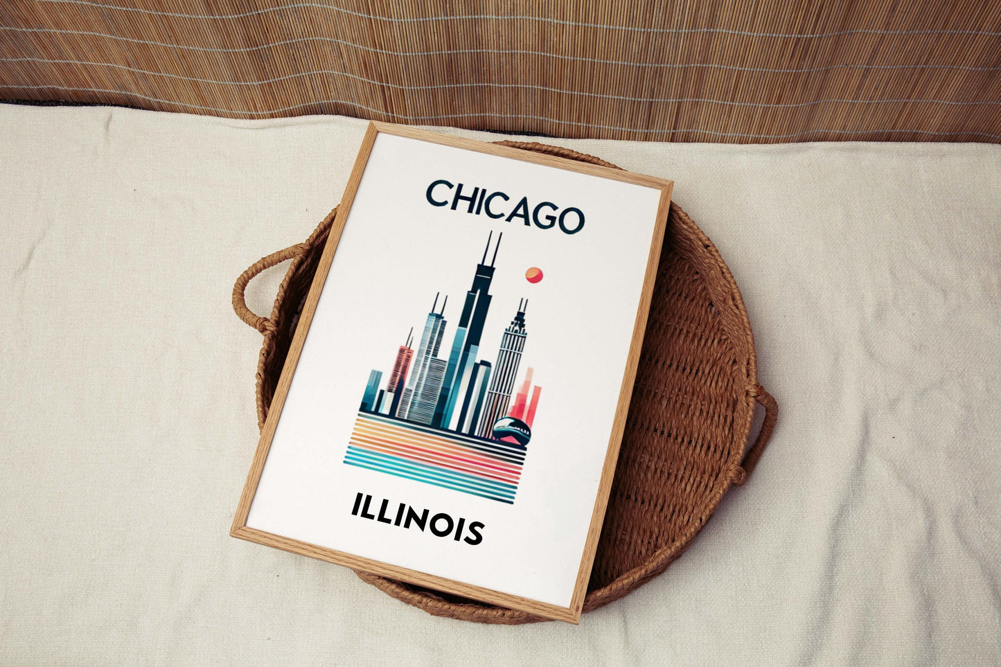 Chicago Print Chicago Wall Art Illinois City Gift Travel Home Decor Housewarming College Bedroom Decor IL Artwork