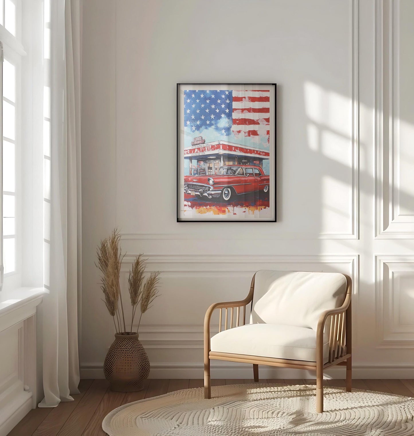 American Diner Art Print | Abstract USA Wall Art | Patriotic United States Poster | American Independence Home Decor