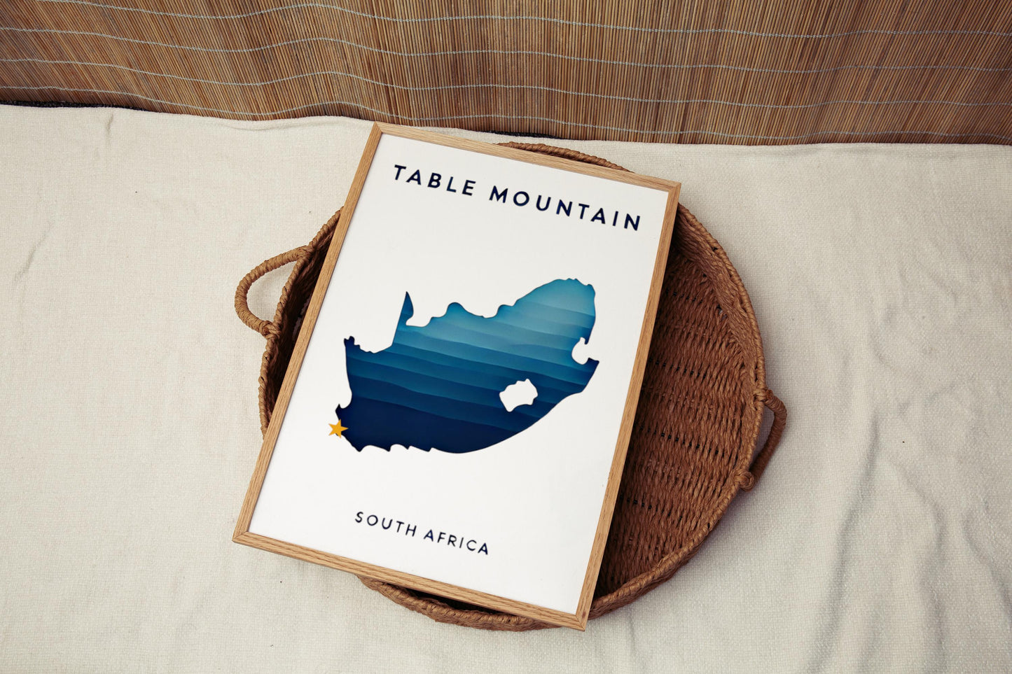 South Africa Table Mountain Wall Art Print – Travel Decor, Home & Housewarming Gift, South Africa Landscape Illustration