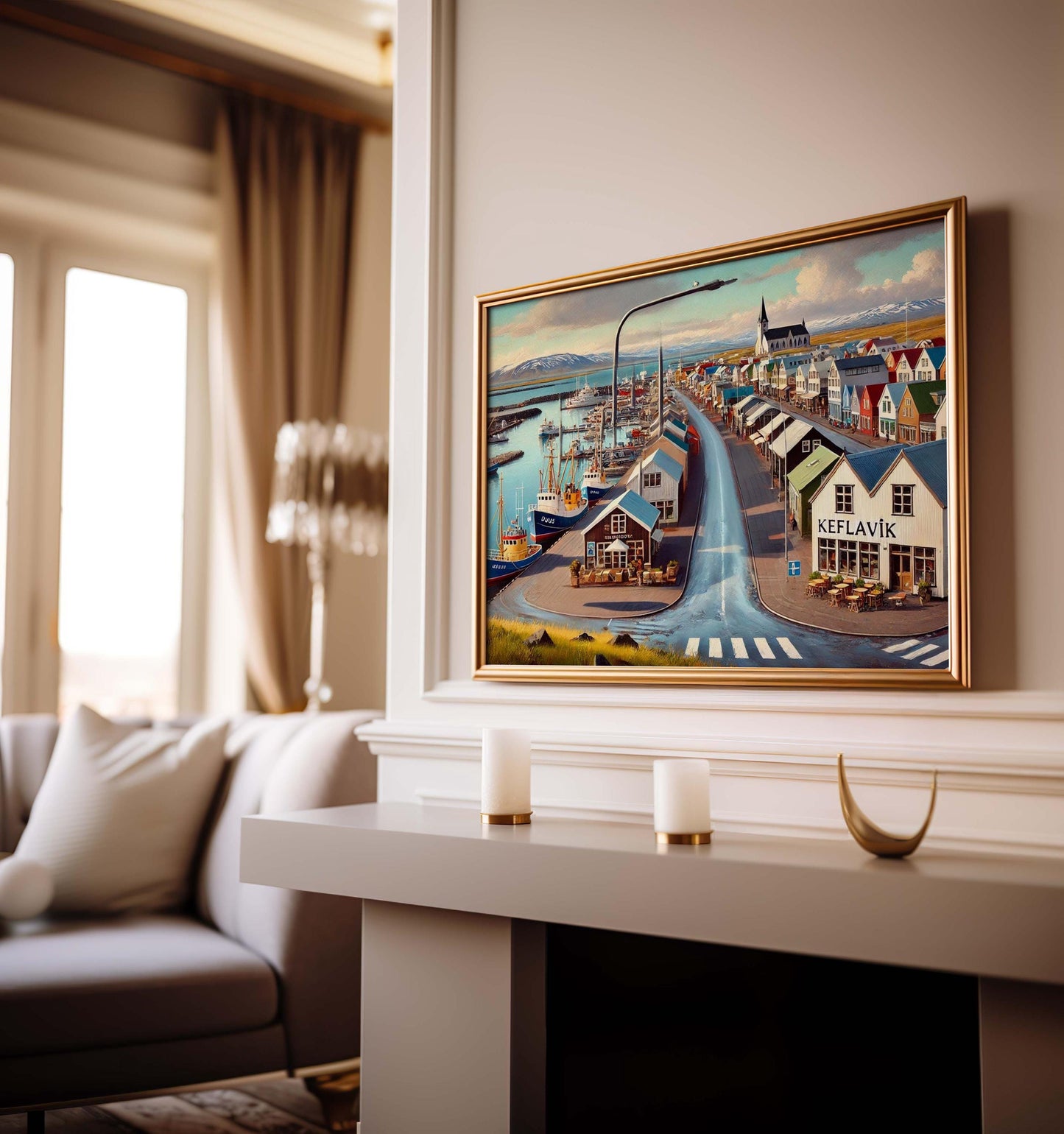 Keflavík Art Iceland Wall Print - Scandinavian Travel Poster, European City Gift, Housewarming Decor, Modern Nordic Home Accent
