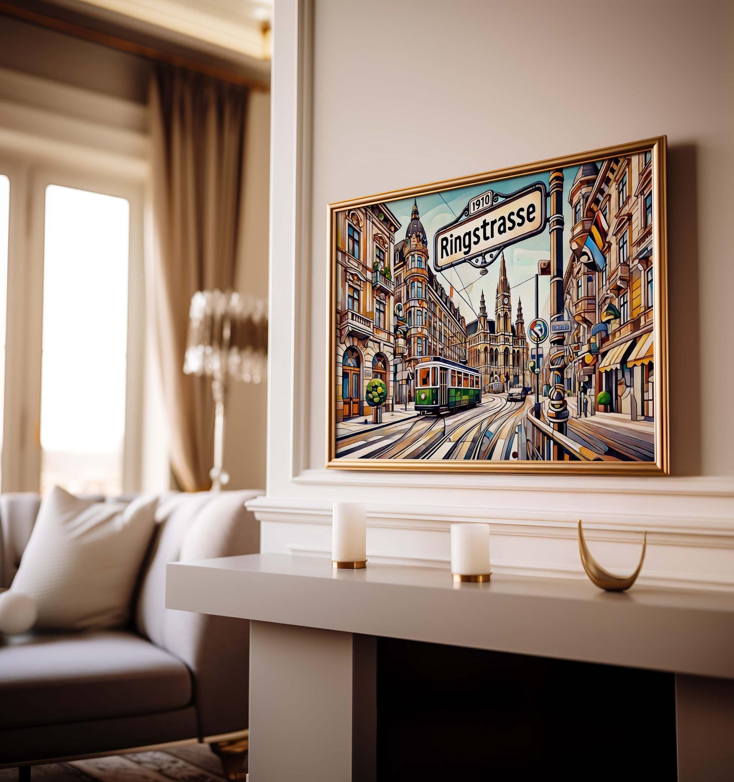 Ringstrasse Wall Art Print - Vienna Travel Poster, Austrian Decor Gift, Housewarming & Austria Art Illustration