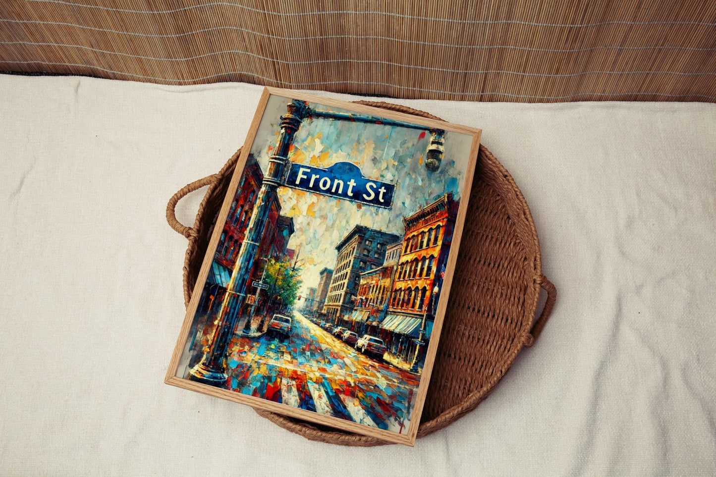 Memphis Front St Wall Art Print - Tennessee Travel Poster, Housewarming Gift, Memphis Cityscape Illustration