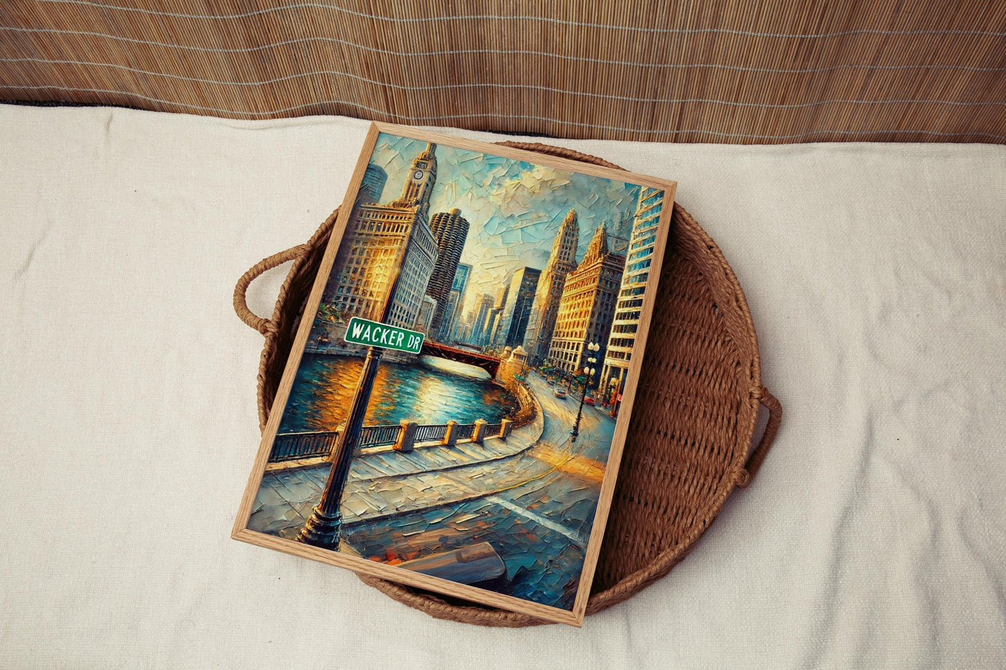 Chicago Wacker Drive Wall Art, Travel Print & Poster, Illinois Artwork, Housewarming Gift, Chicago City Decor, Travel Home Gift