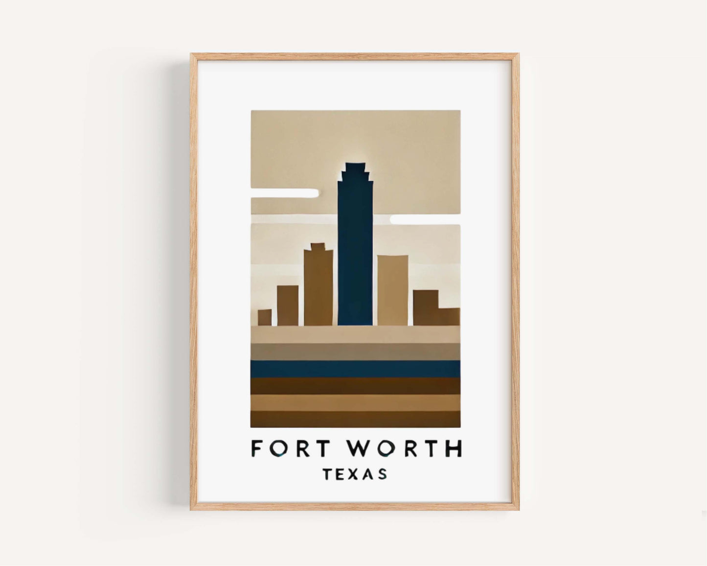 Texas Art Fort Worth Wall Print, Texas Travel Decor, Housewarming & Graduation Gift, College Dorm Room, Modern Home Decoration