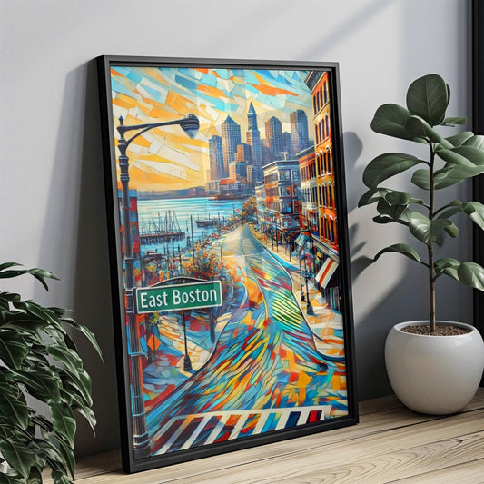 Boston East Boston Wall Art Print – Travel Poster & USA Decor, Boston Gift, Housewarming American Art