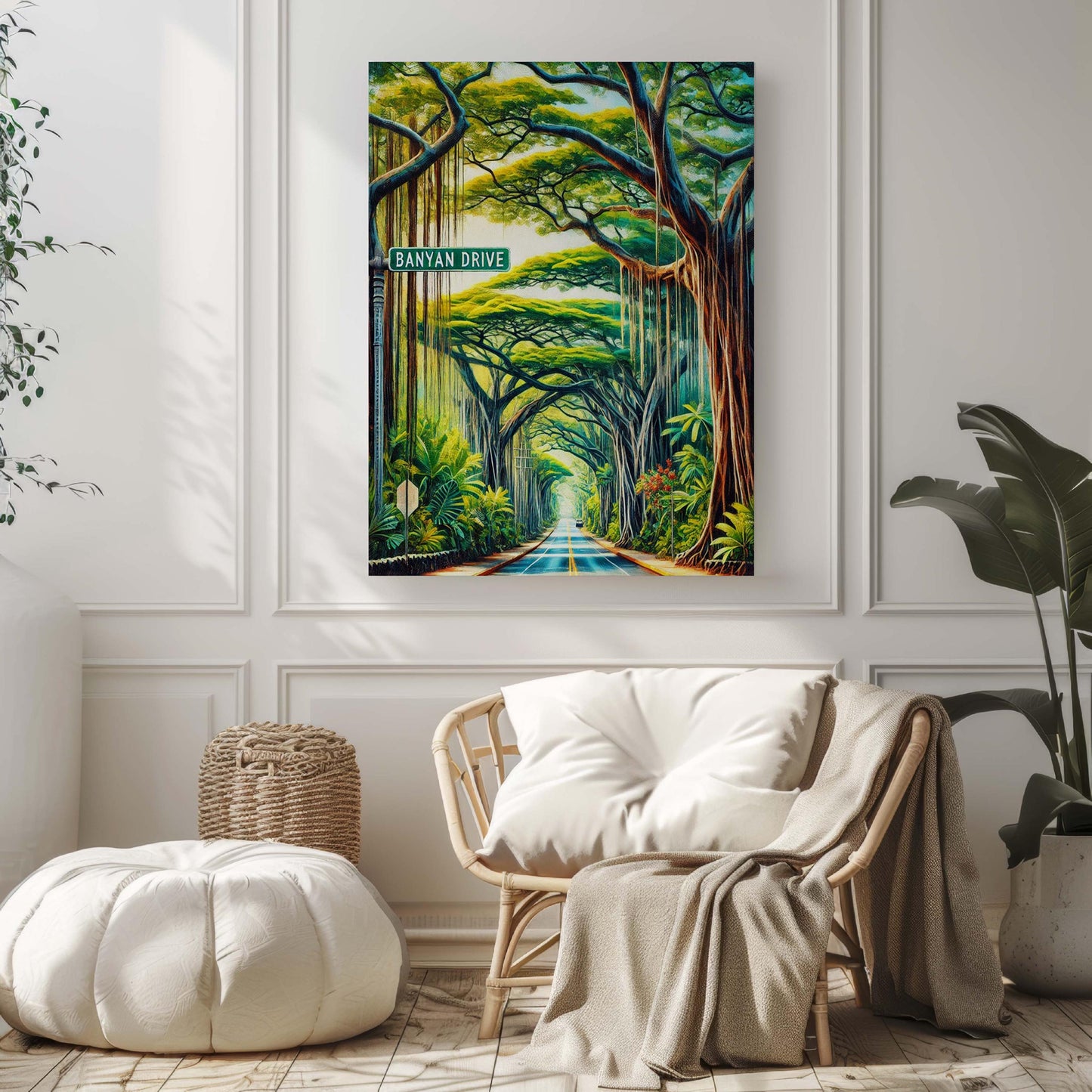 Banyan Drive Print - Hilo Hawaii Wall Art, Big Island Travel Poster, Tropical Home Decor, Housewarming Gift, Hawaii Beach Landscape