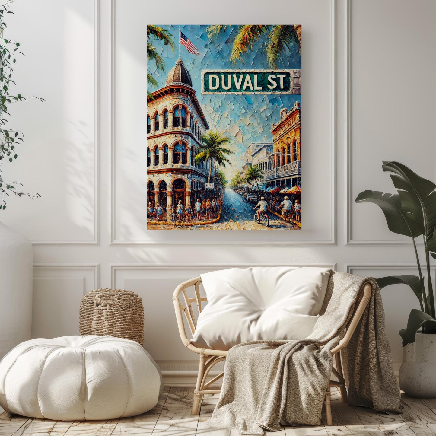Florida Duval St Wall Art - Key West Travel Print, Florida Gift, Travel Poster, Housewarming Decor, Coastal Artwork