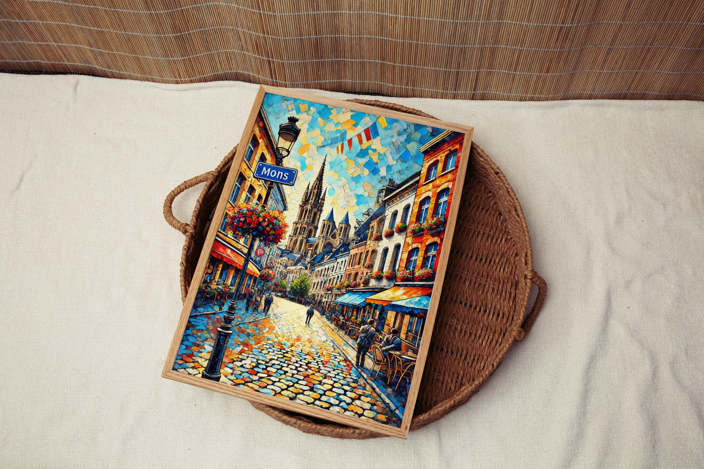 Mons Art Belgium City Gift Travel Print Wall Art European Poster Housewarming Decor