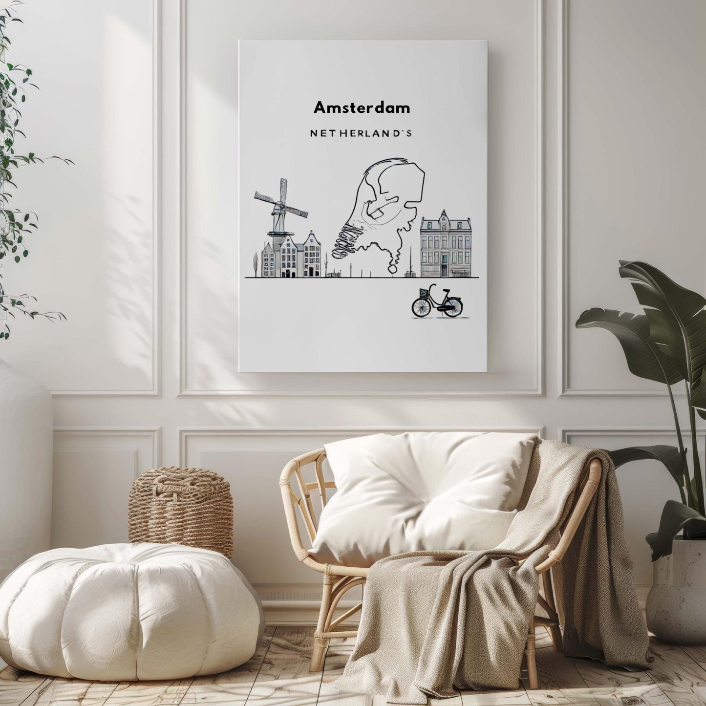 Amsterdam Print: Travel Wall Art & Home Decor, Netherland Gift, College Room Decor, Housewarming Present, Stylish Modern Poster