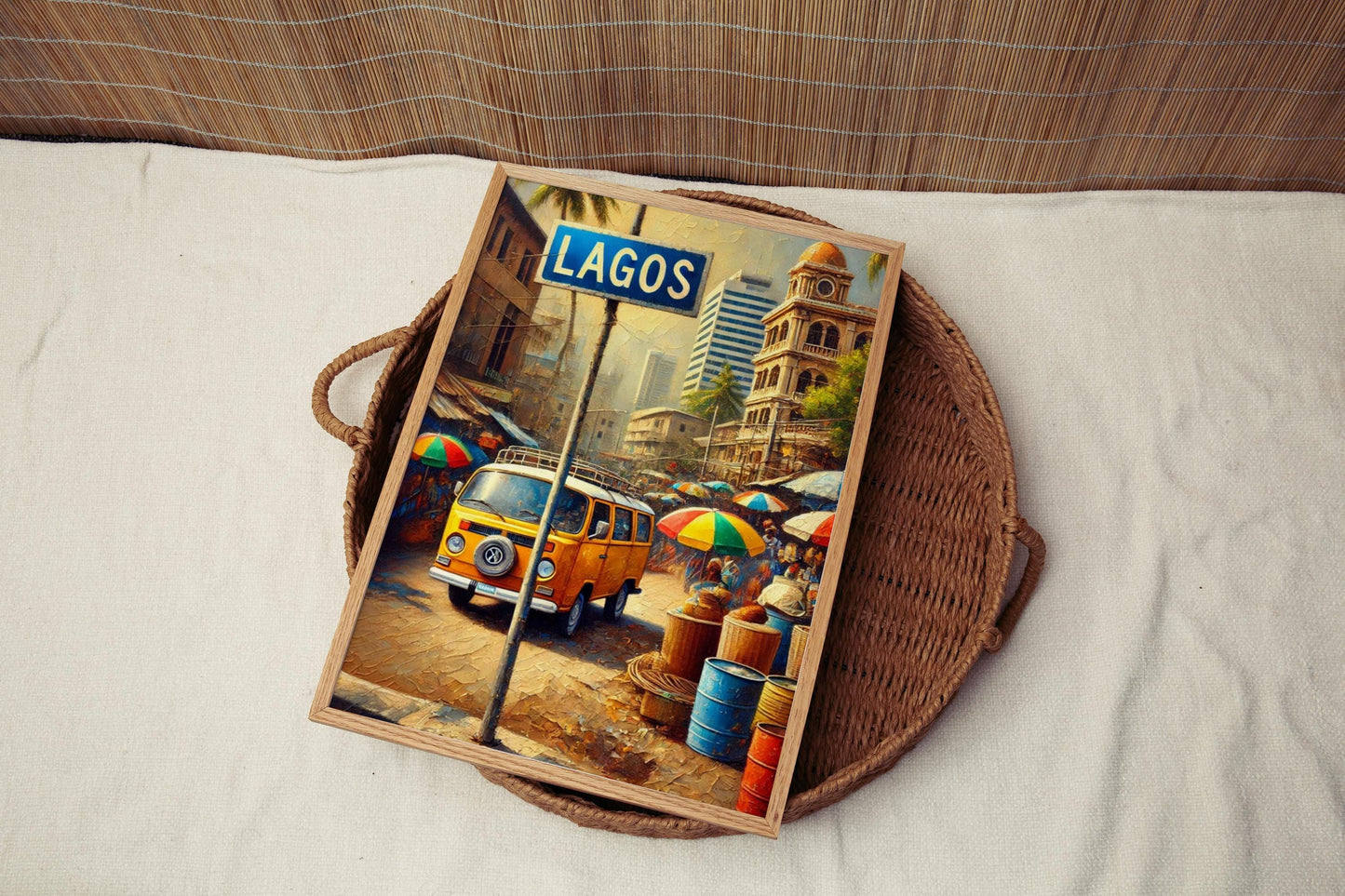Nigeria Lagos Wall Art Print, African Travel Poster, Modern Home Decor, Housewarming Gift, Nigerian Souvenir, Vibrant Cityscape Artwork