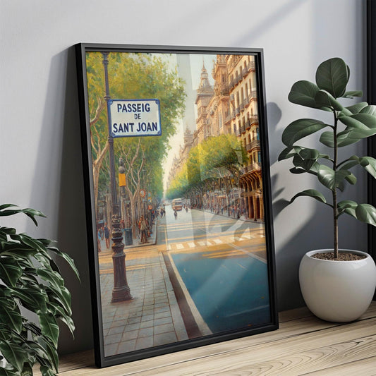 Barcelona Street Sign Print: Passeig de Sant Joan, Spain Travel Art