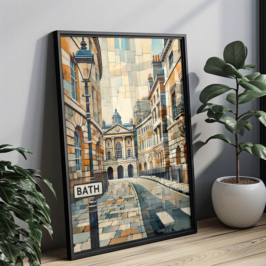 Poster UK Bath Wall Art Print – United Kingdom Travel Map & Souvenir Decor, Stylish Housewarming Gift Idea