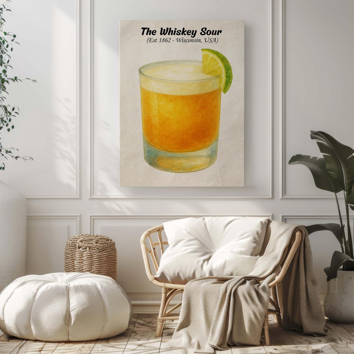 Whiskey Sour Cocktail Vintage Print