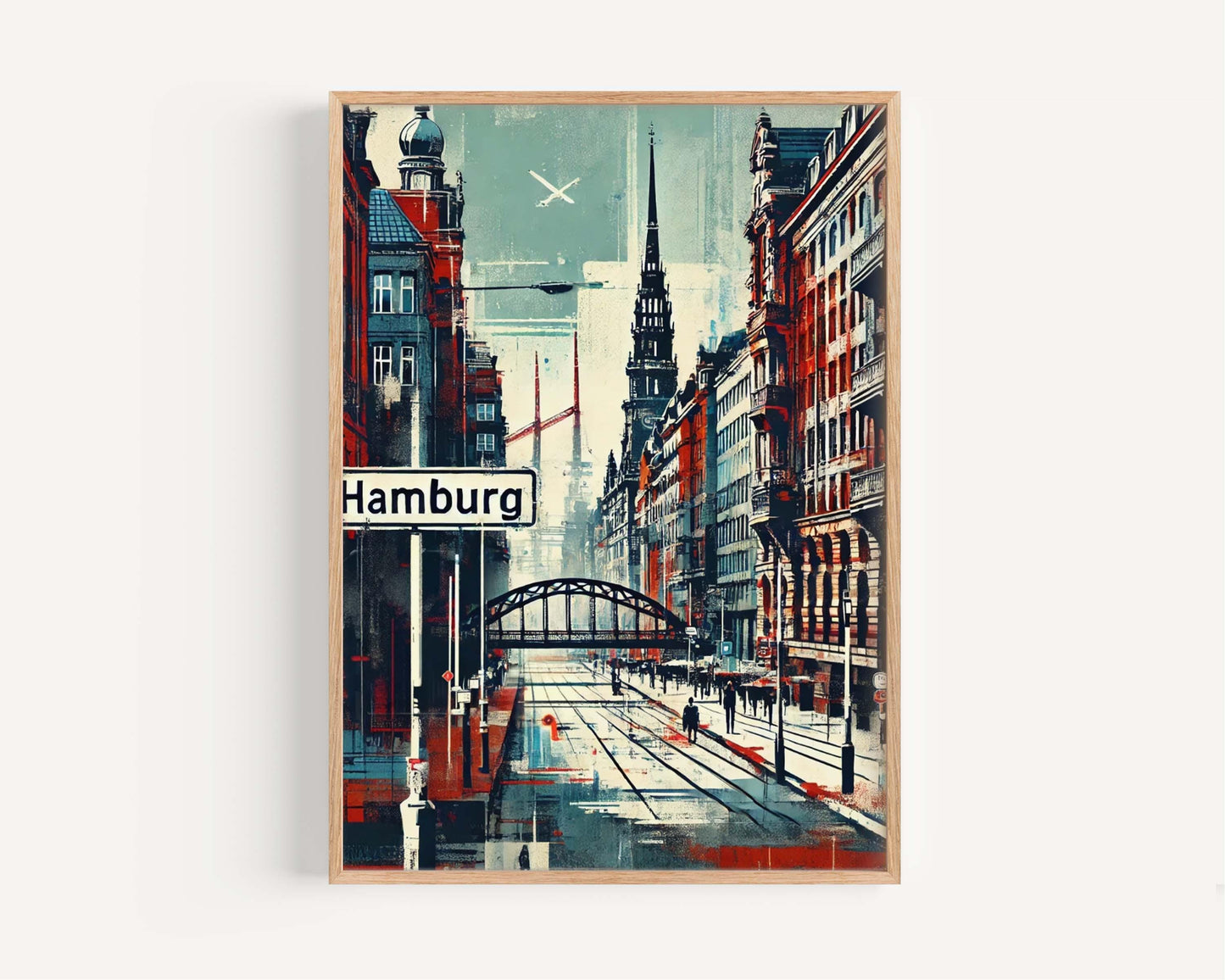 Hamburg Art Print - Modern Travel Poster, Germany Wall Decor, European Cityscape, Housewarming Gift, Unique Hamburg Wall Art Illustration