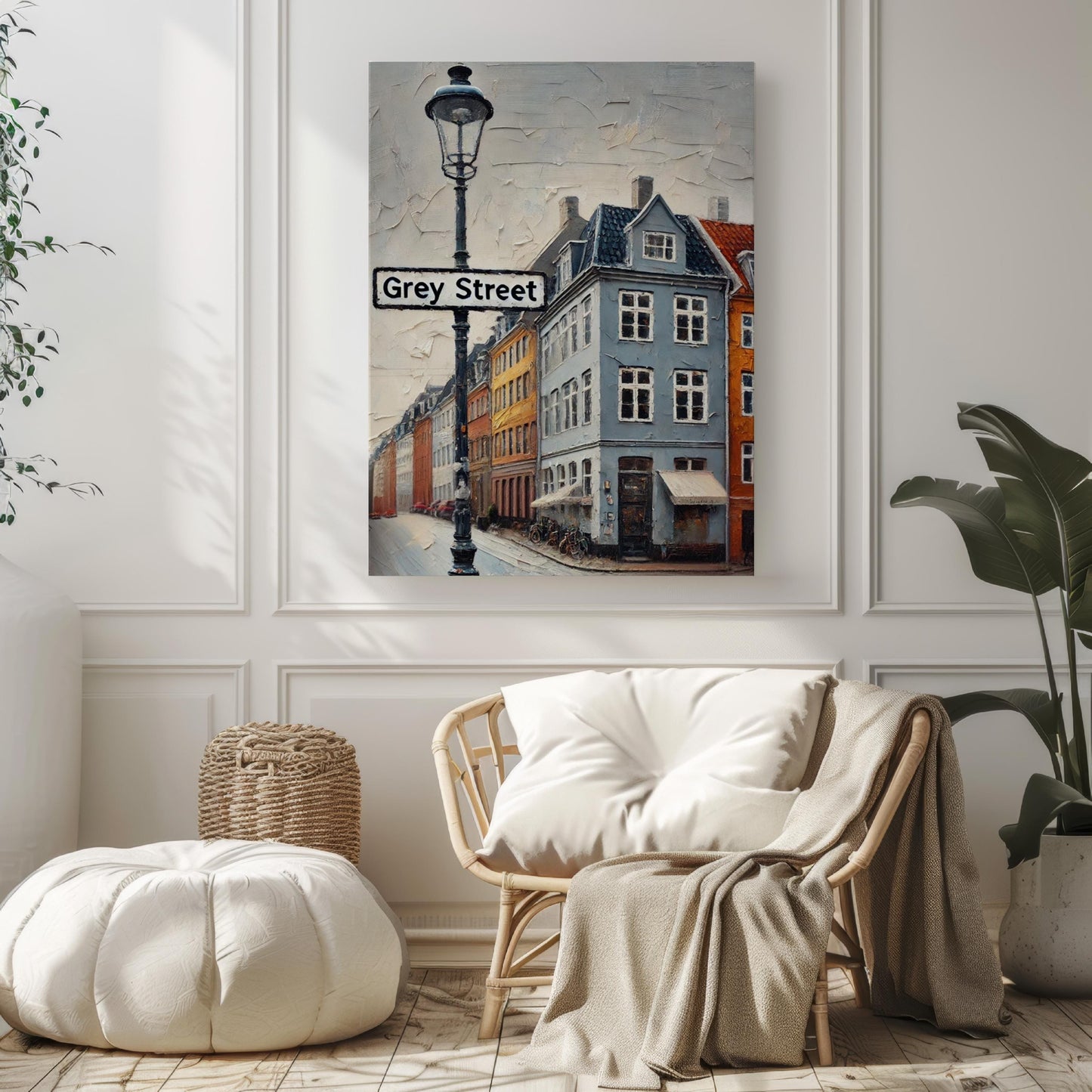 Newcastle Grey Street Wall Art Print - Travel Poster, Newcastle Gift, UK Housewarming Decor, Monochrome Cityscape Illustration