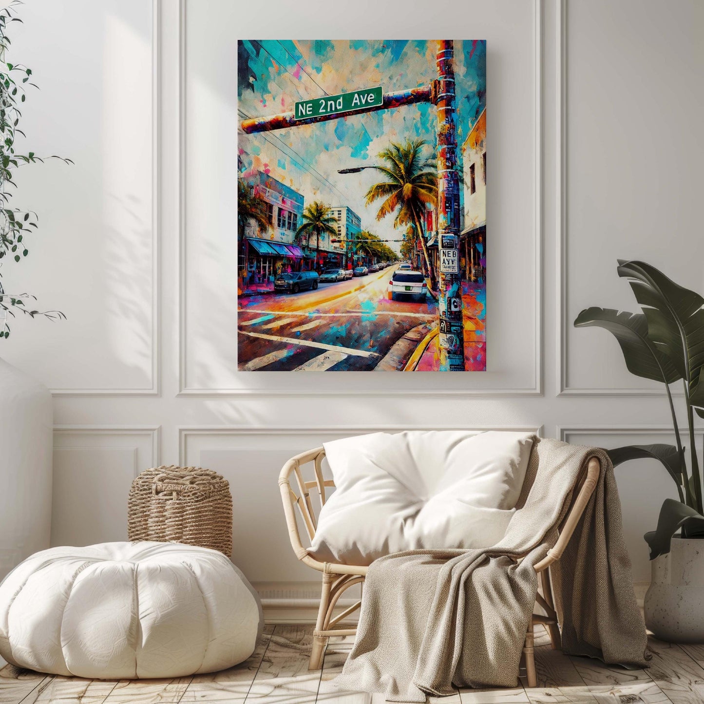 NE 2nd Ave print Miami Wall Art, Florida Travel Poster, Modern Cityscape Decor, Housewarming Gift, Stylish FL Artwork for Home or Office
