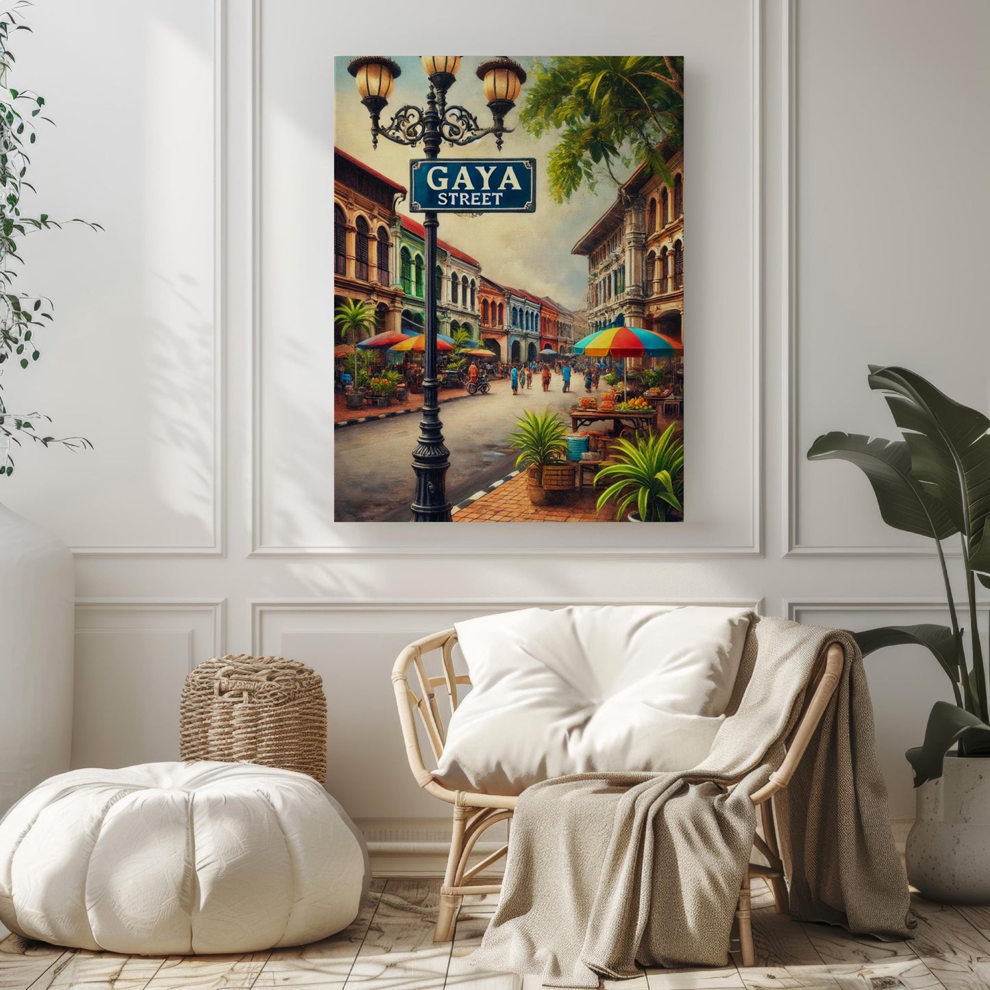 Asian Gaya St Wall Art Print - Malaysian Travel Poster, Asian Decor, Housewarming Gift & Malaysia Art Illustration