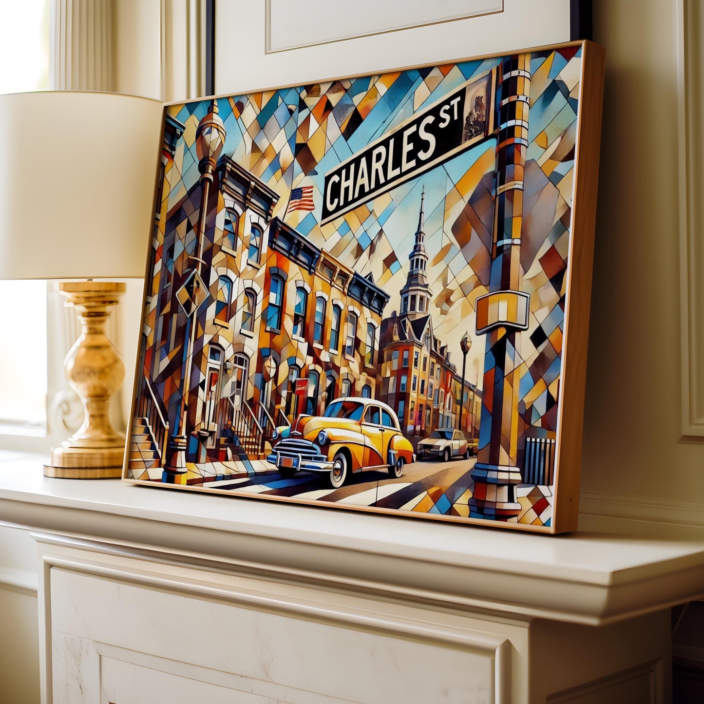 Charles Street Wall Art Cubism Print Baltimore Maryland Art Decor Travel Poster Housewarming Gift Charles St Gift