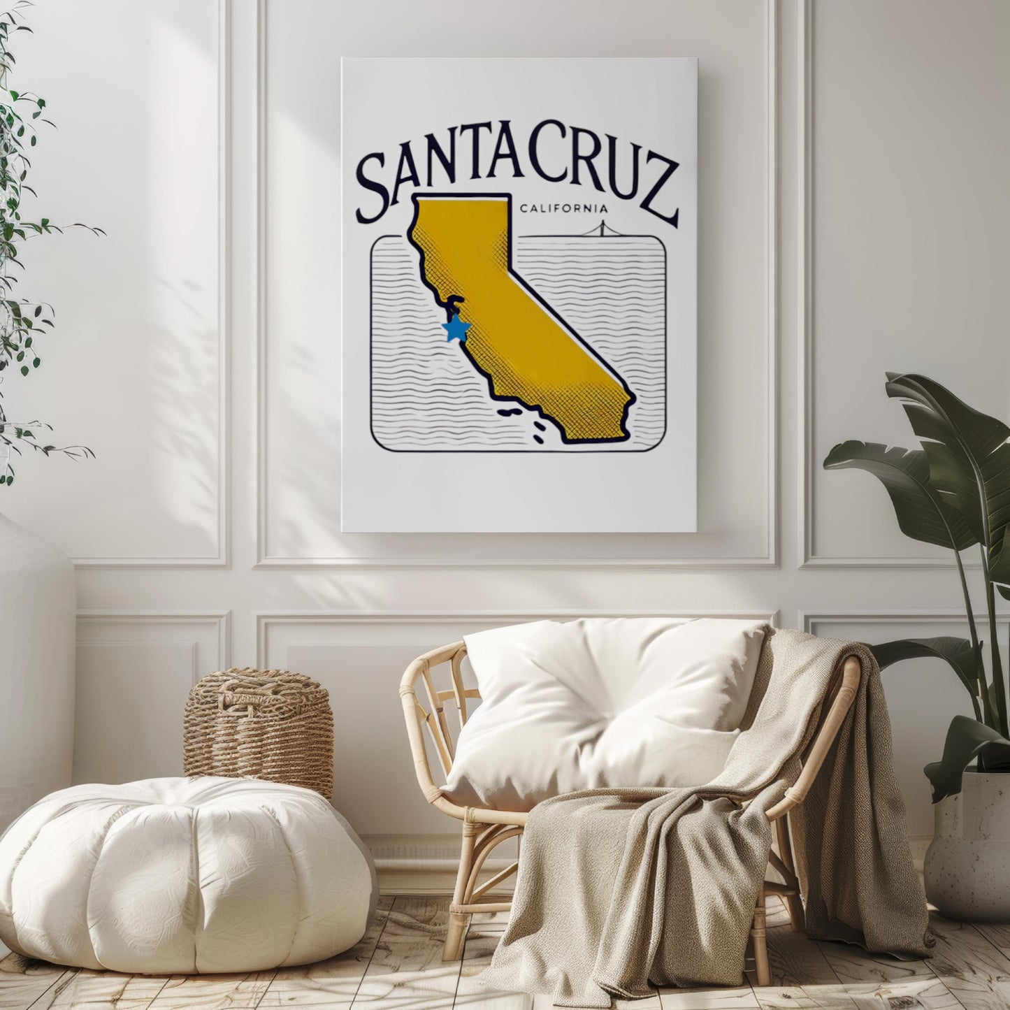 Santa Cruz Wall Art Print, California Travel Decor, CA Gift, Beach Housewarming, Coastal Home Wall Art, College Dorm Room Poster
