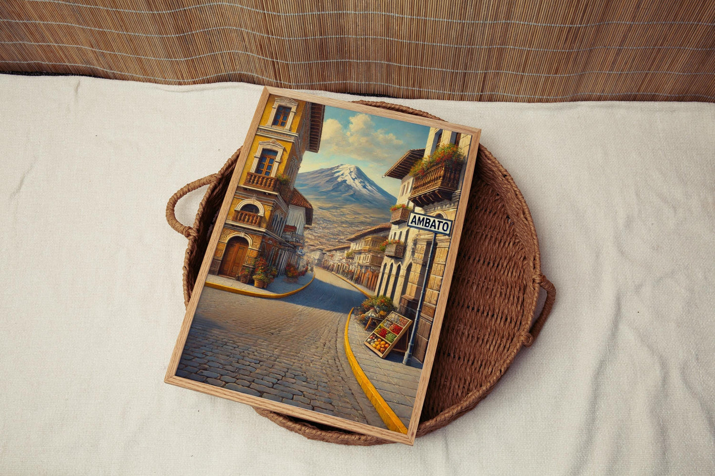 Ecuador Ambato Wall Art Print - Travel Poster South American Decor, Ecuador Gift & Housewarming Artwork