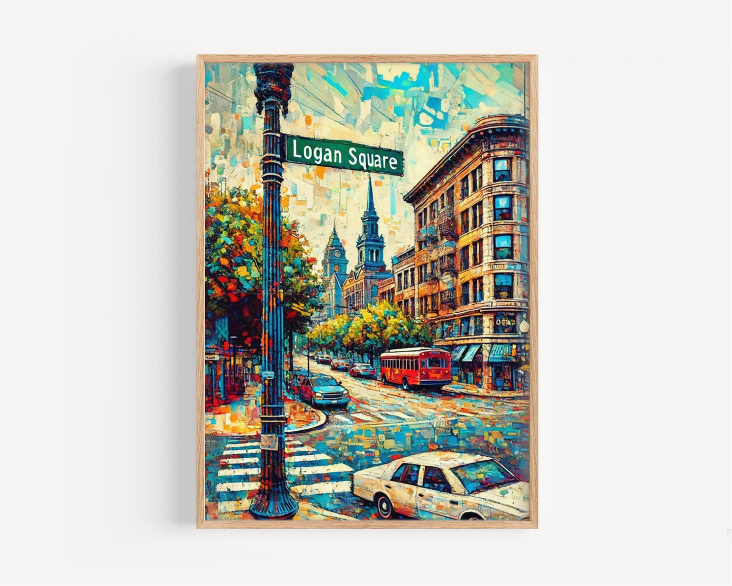 Logan Square Wall Art Chicago Print Travel Poster, American Art Decor, Housewarming Gift, Chicago Gift, Logan Square Travel Print