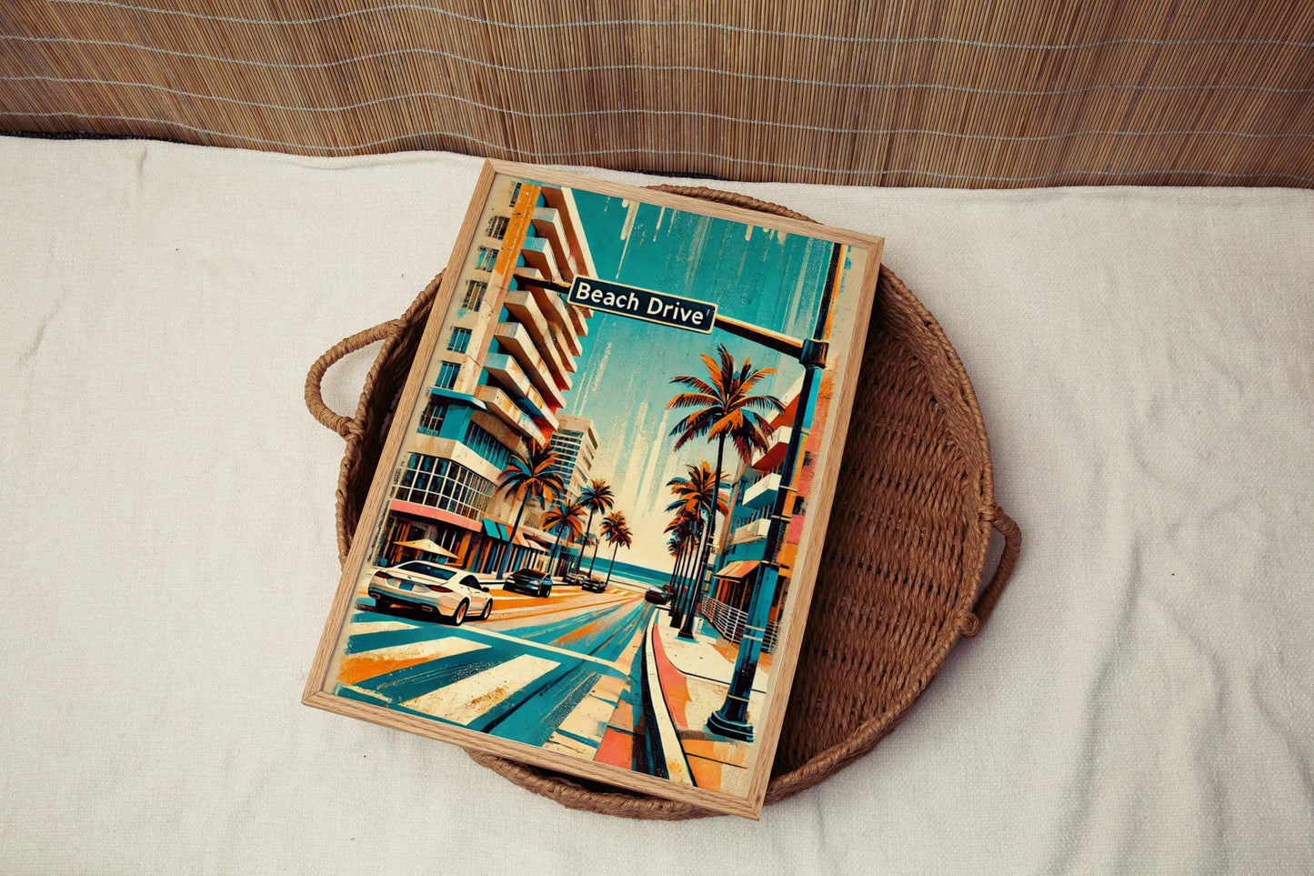Beach Drive Berkeley Wall Art - California Print, College Decor, Travel & Housewarming Gift, Cali Beach Scene Home Decor
