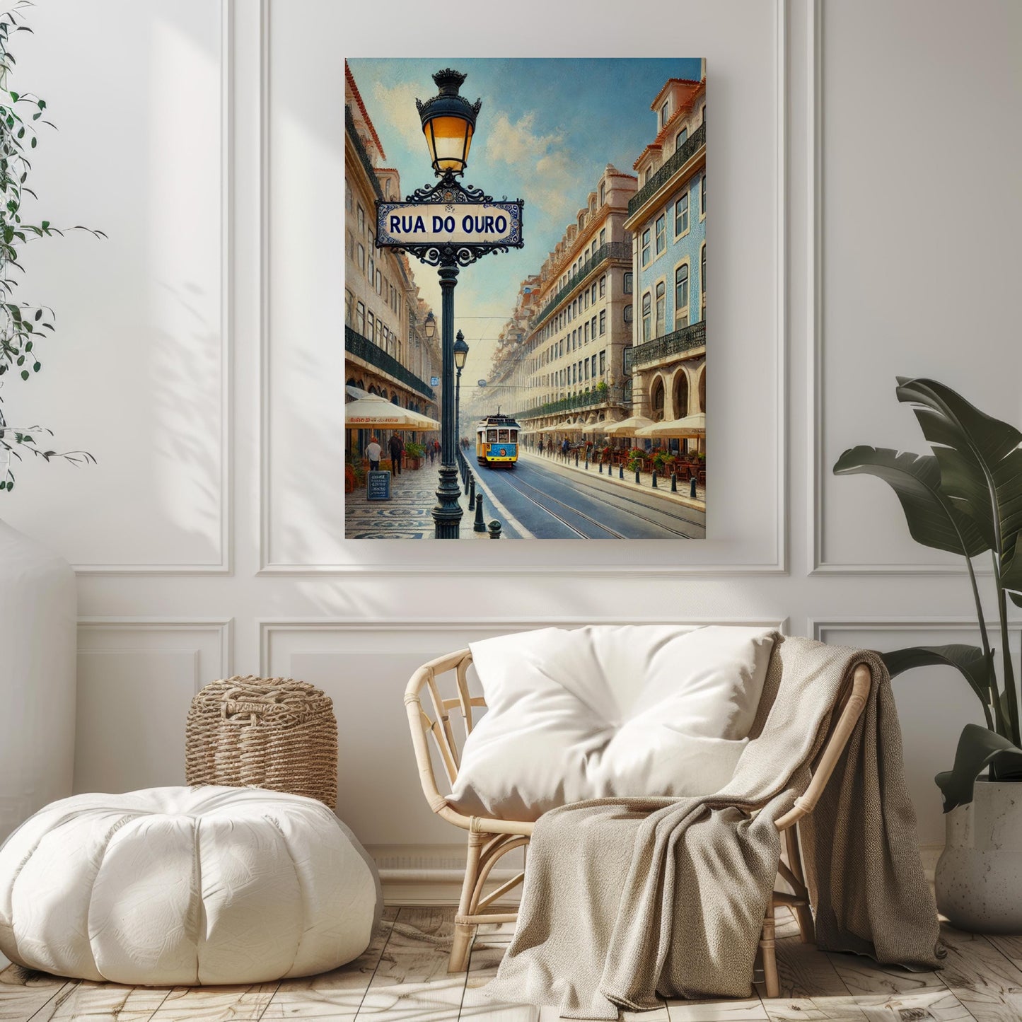 Portugal Rua do Ouro Wall Art - Lisbon Travel Print & Poster, Housewarming Gift, Portugal Souvenir, Lisbon City Map Decor, Travel Home Art