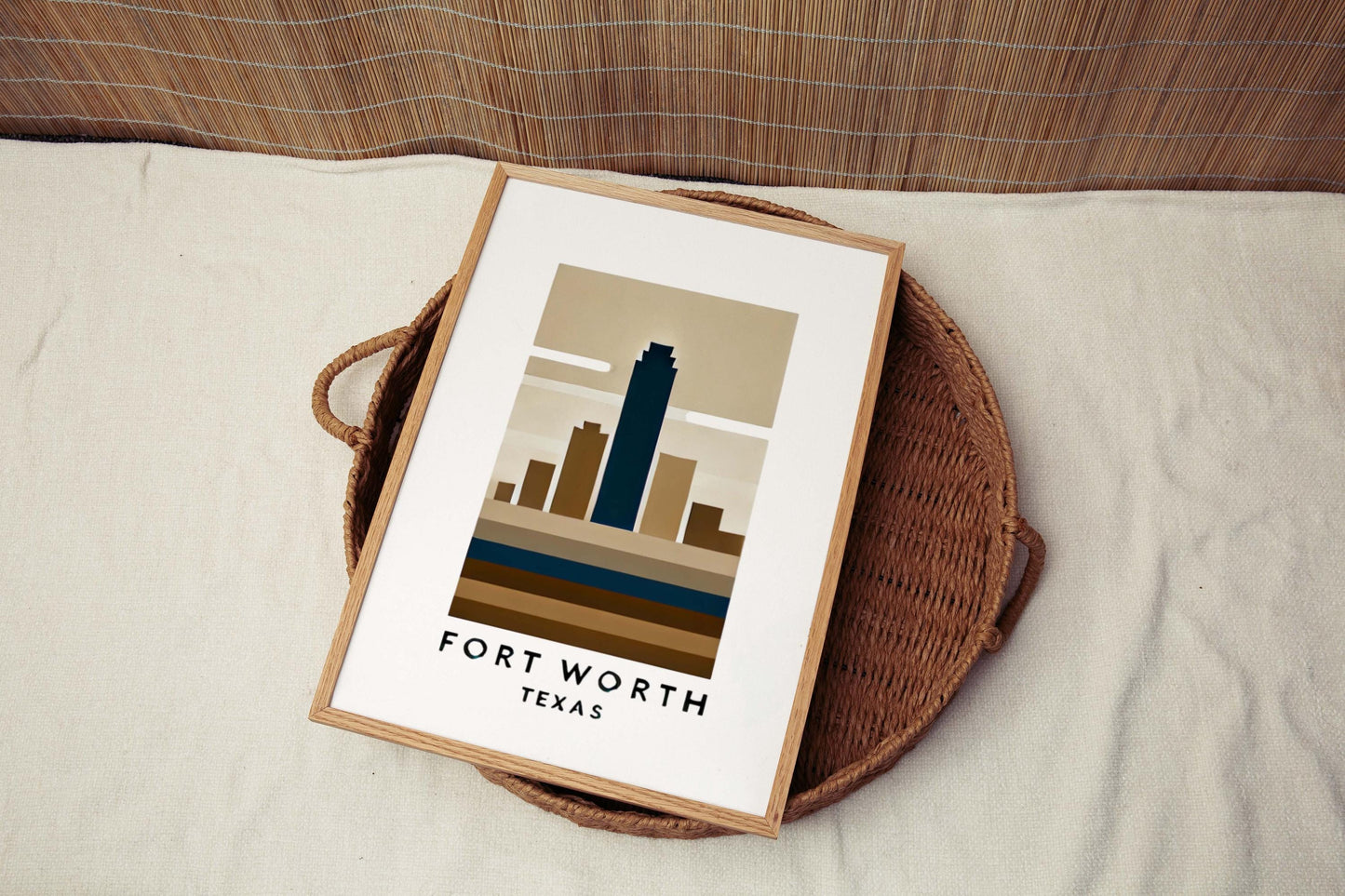 Texas Art Fort Worth Wall Print, Texas Travel Decor, Housewarming & Graduation Gift, College Dorm Room, Modern Home Decoration