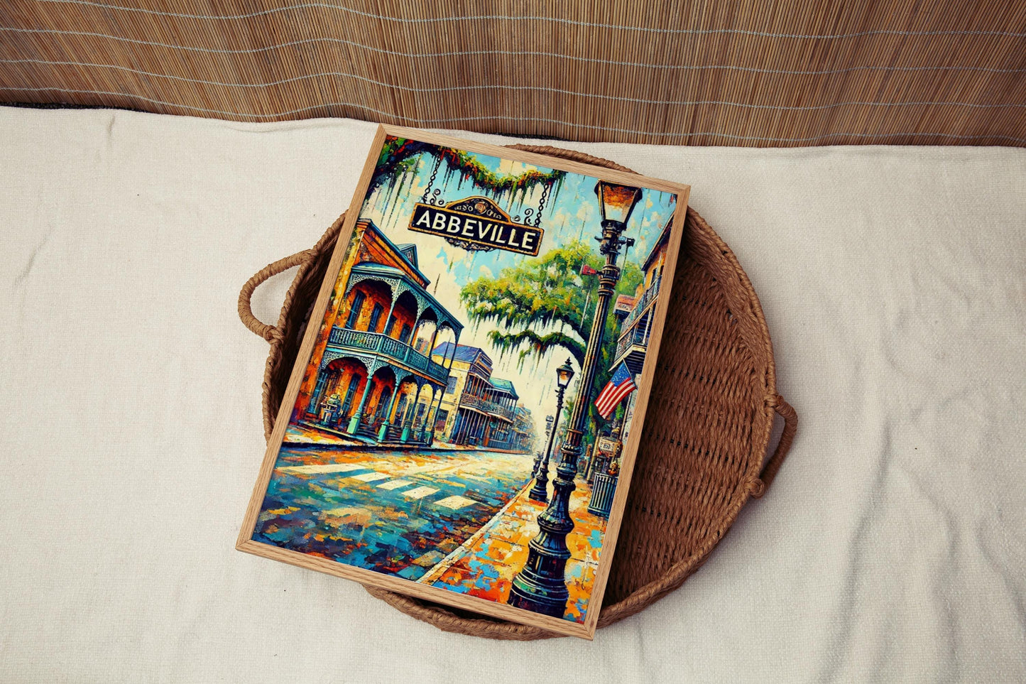 Louisiana Abbeville Wall Art Print - Travel Poster & Housewarming Gift, American Art Decor, Louisiana Gift