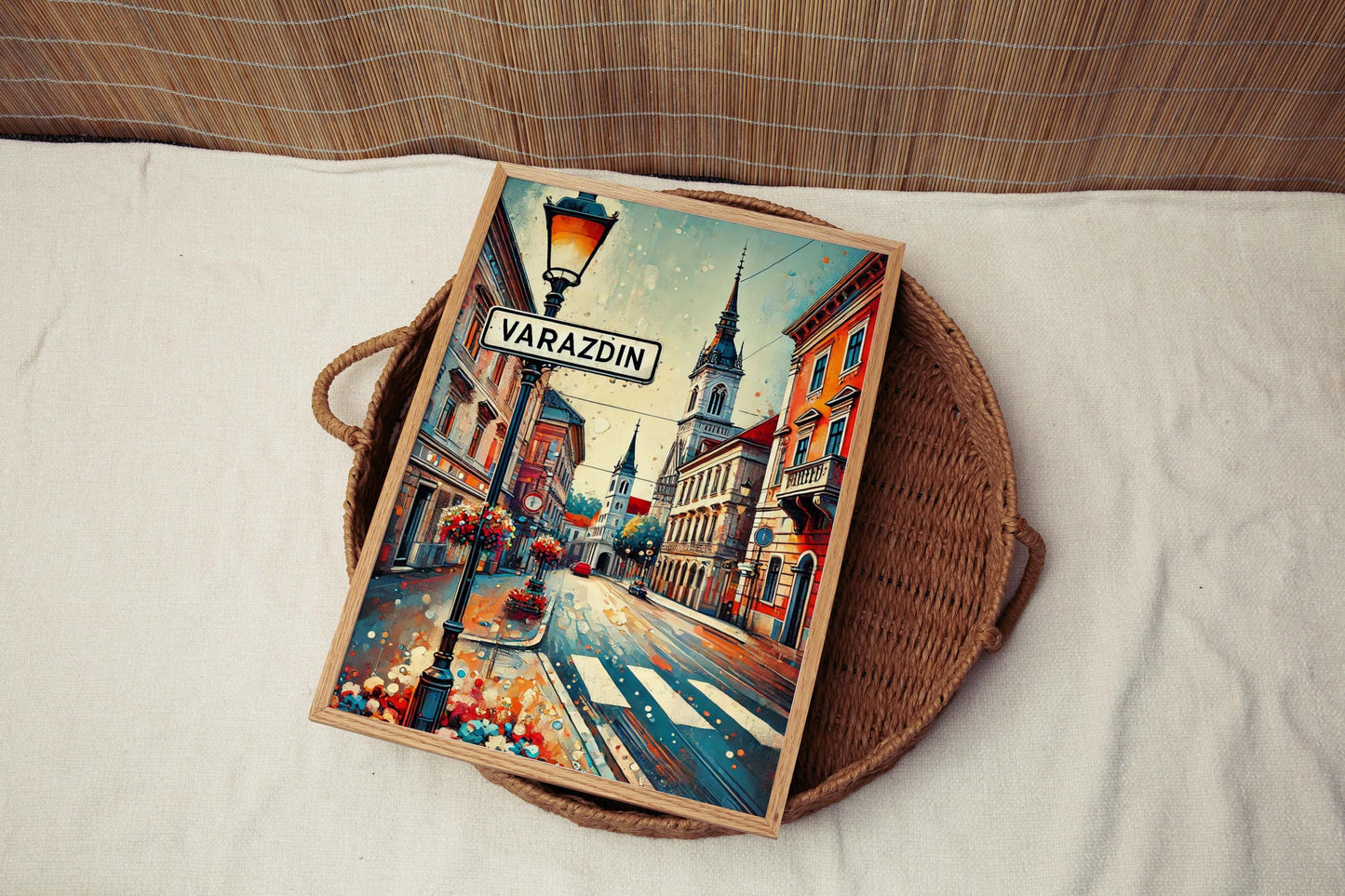 Varazdin Wall Art Print - Croatian City Travel Poster, Europe Art Gift, Housewarming Decor, Varazdin Map Illustration, Croatia Travel Print