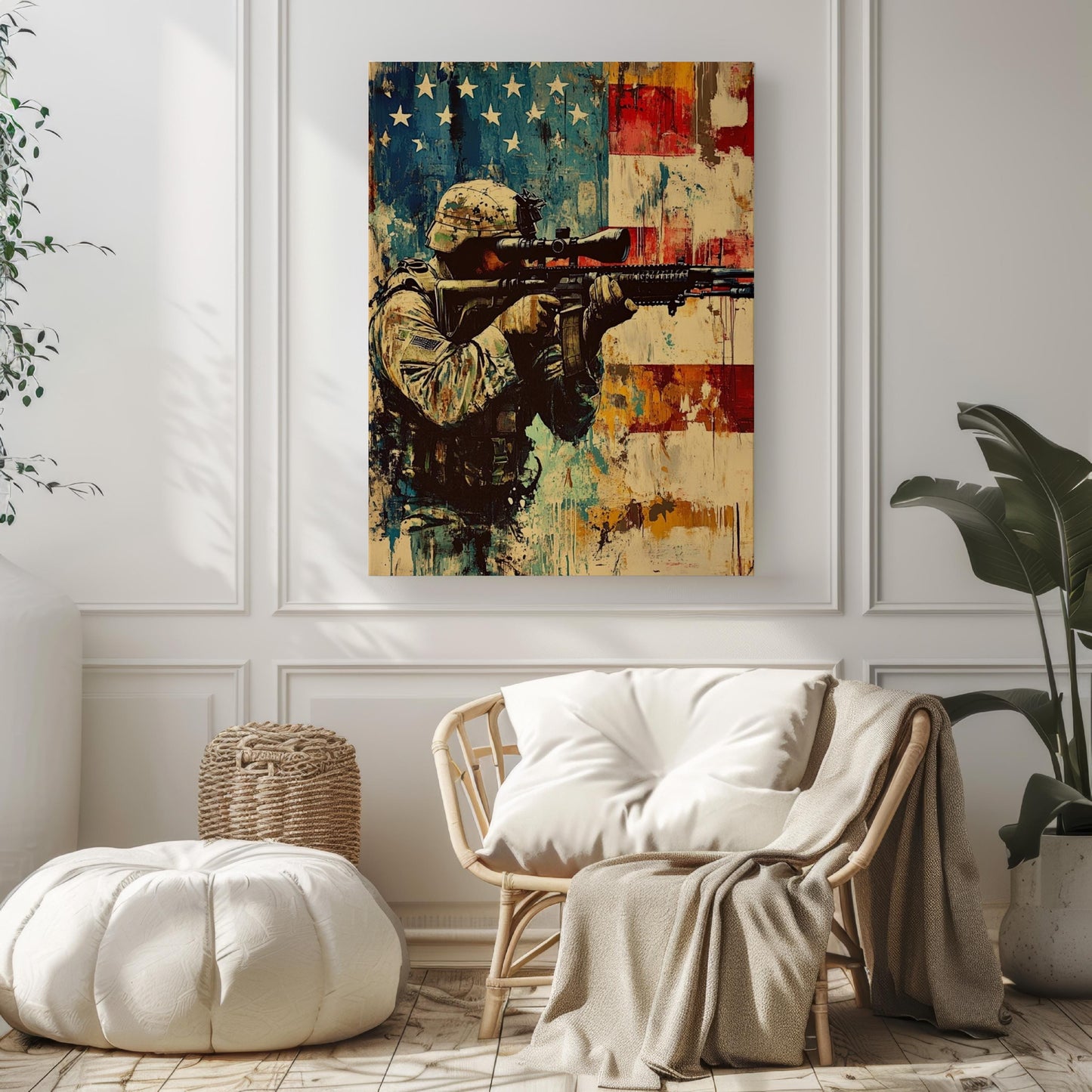 American Sniper Art | Abstract Patriotic USA Wall Art | United States Independence Poster for Home Decor