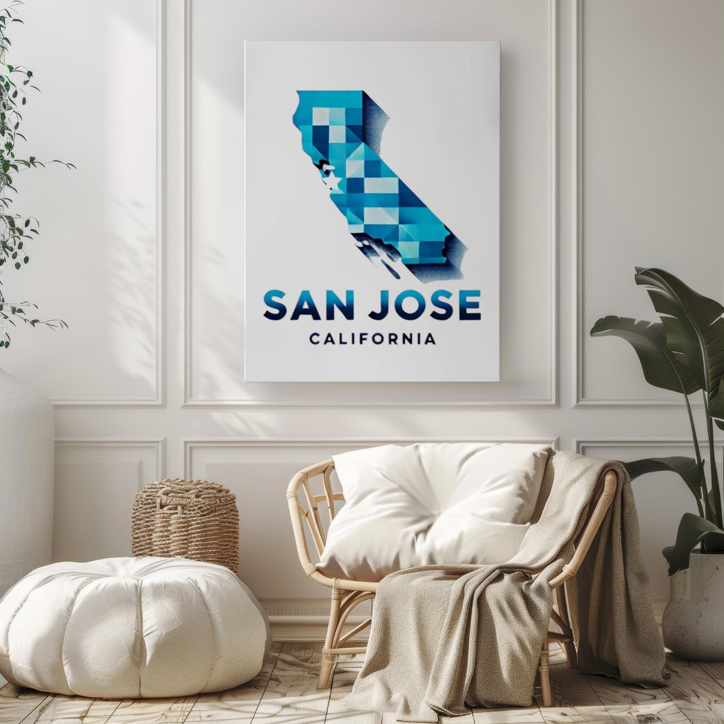 California San Jose Wall Art Print – Travel Decor, Housewarming Gift & College Room Poster, California Map Home Decoration