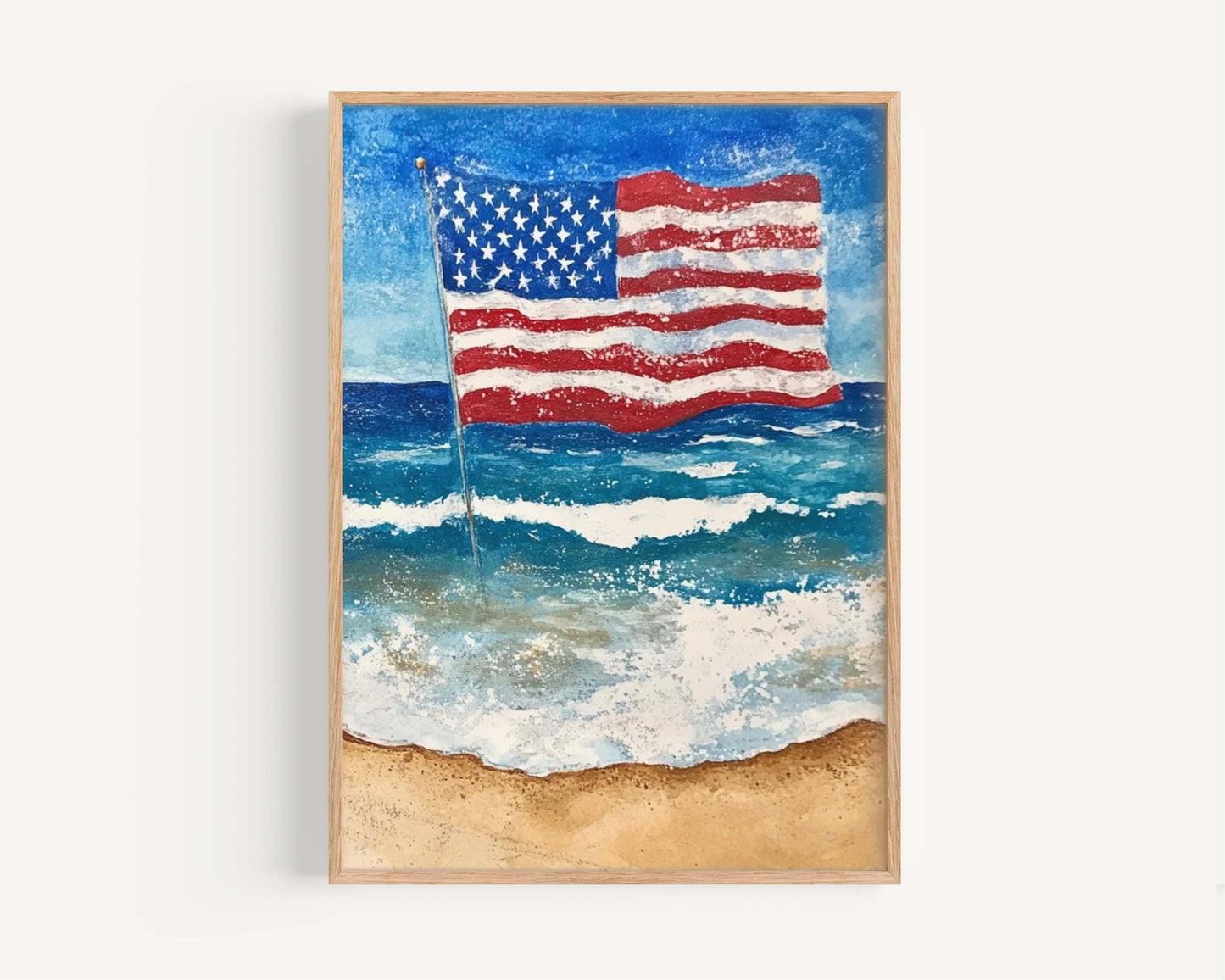 USA Beach Wall Art Patriotic Summer Home Decor Poster for Beach House | United States Art Print