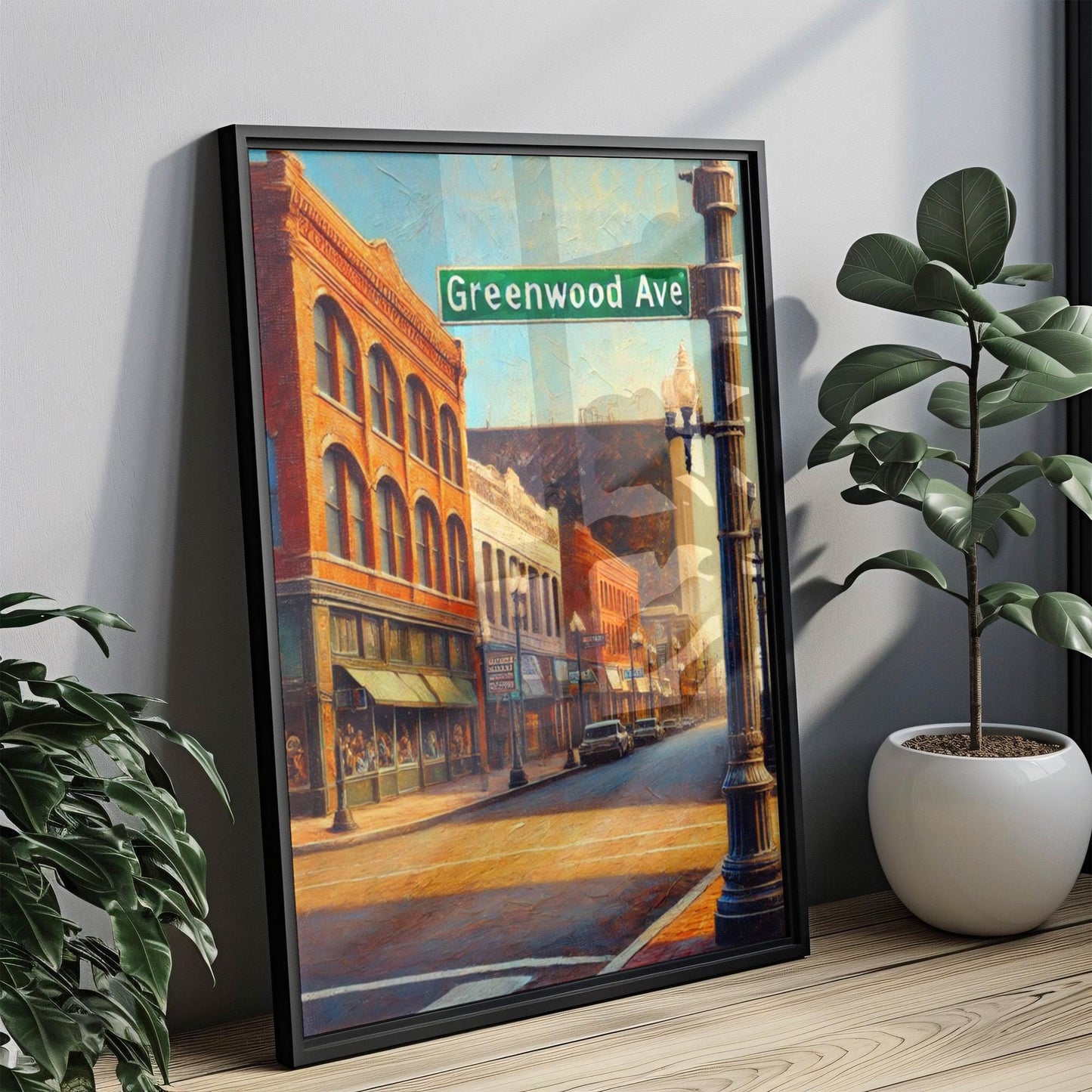 Greenwood Ave Wall Art Print - Tulsa Oklahoma Travel Poster, Housewarming Gift, Tulsa Art Decor, Oklahoma Cityscape, Travel Wall Decor