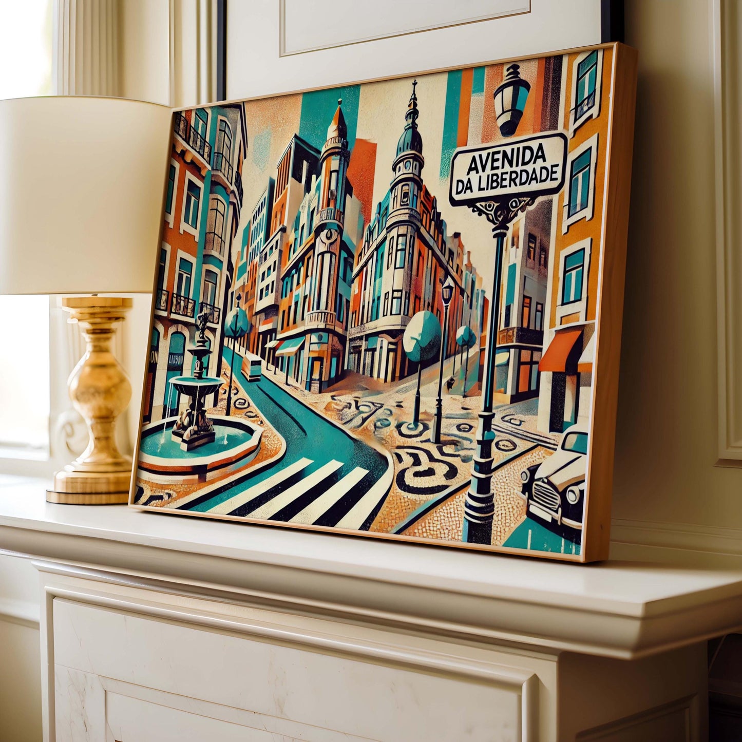 Avenida da Liberdade Wall Art, Lisbon Travel Print, Portugal Poster, Souvenir Gift, Housewarming Decor, European Cityscape Illustration