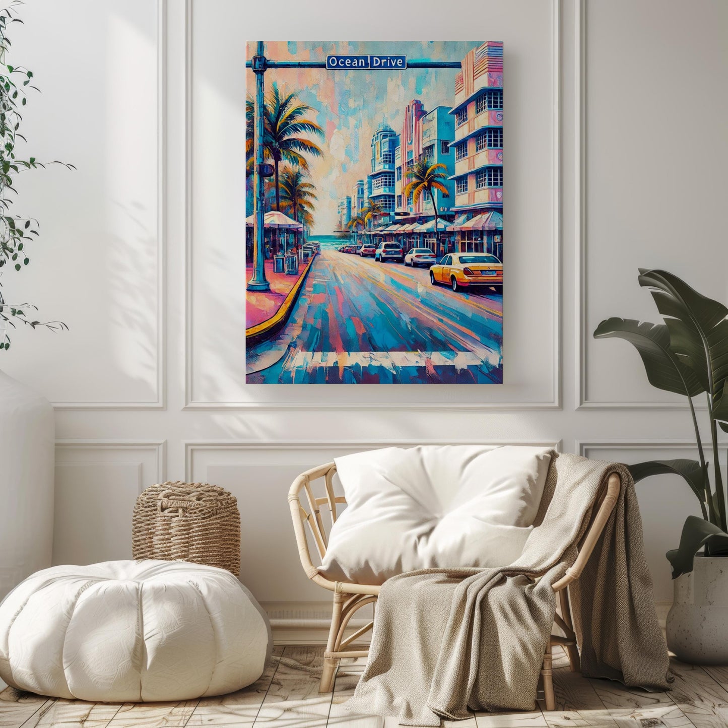 Miami Beach Ocean Dr Wall Art, Vibrant Florida Travel Poster, Coastal Decor, Beach Housewarming Gift, Florida Art Print