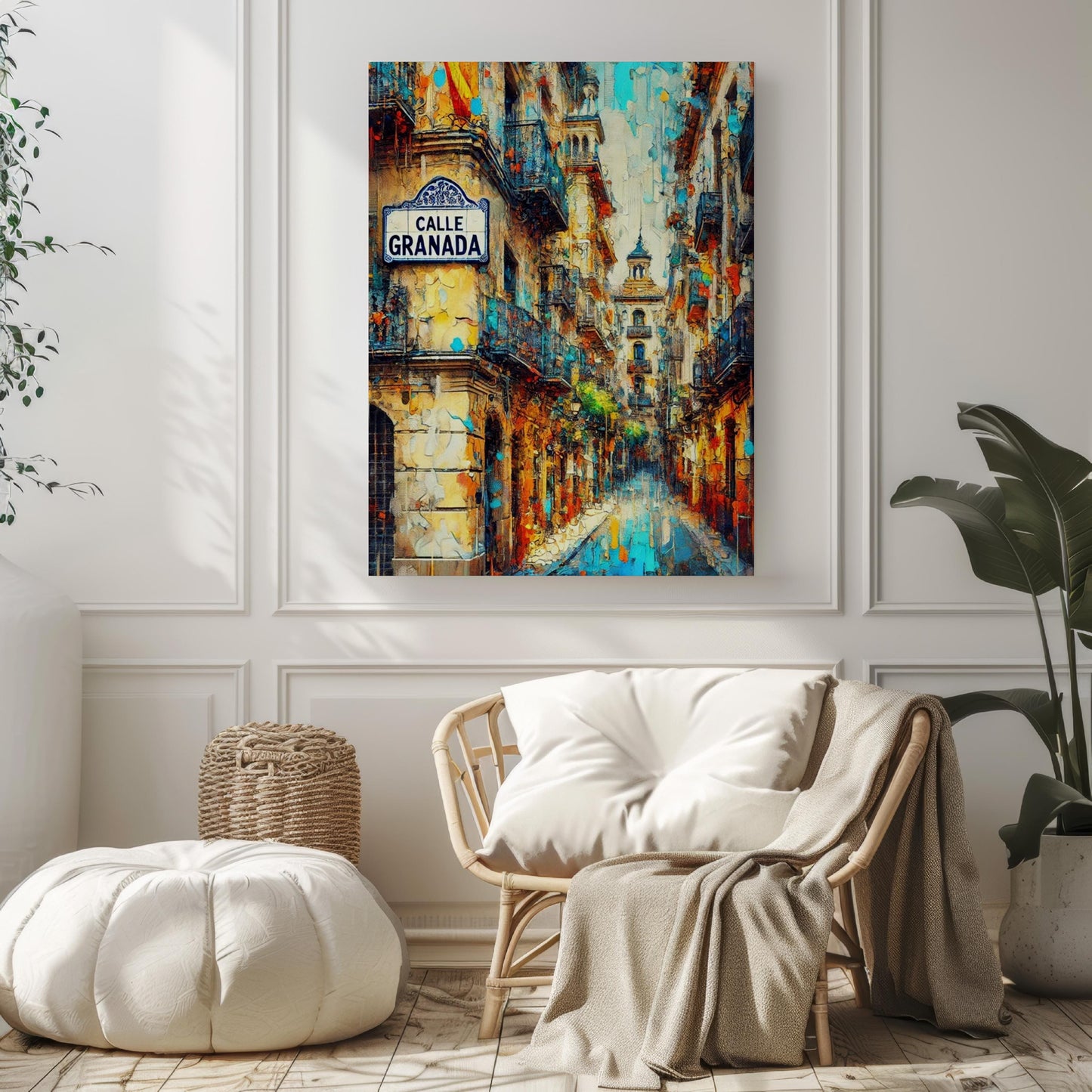 Malaga Calle Granada Wall Art Print - Spain Travel Poster, Malaga Artwork, Housewarming Gift, Spanish Street Decor, Malaga Spain Gift