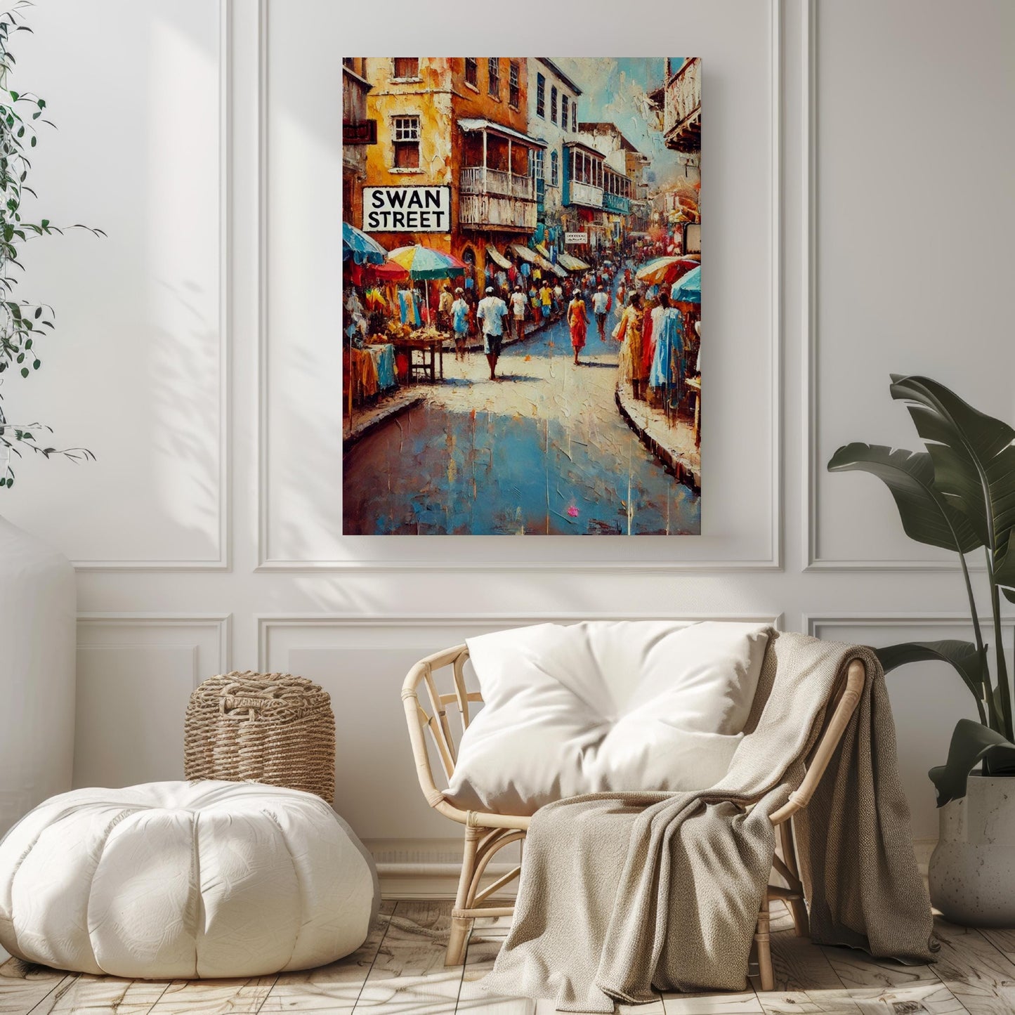 Bridgetown Print, Swan Street Wall Art, Barbados Travel Souvenir, Caribbean Island Art, Vibrant Street Scene, Museum-Grade Paper