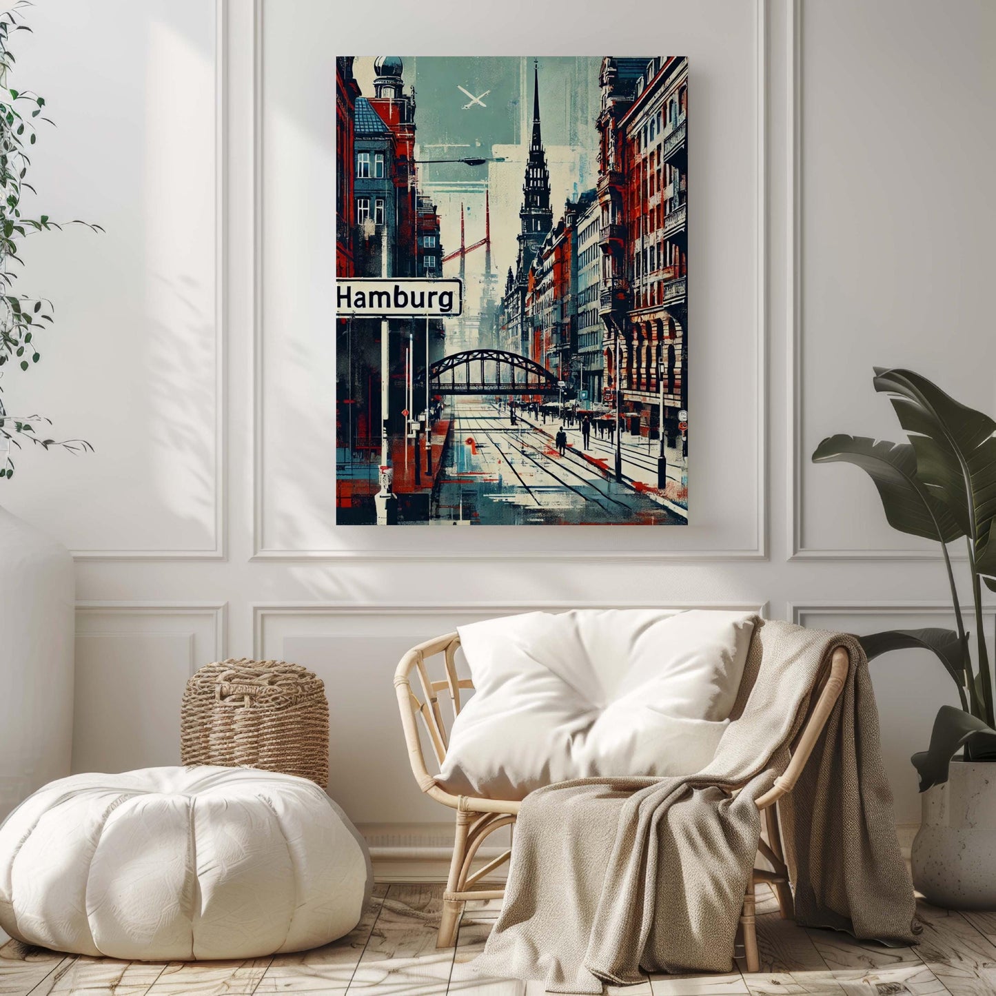 Hamburg Art Print - Modern Travel Poster, Germany Wall Decor, European Cityscape, Housewarming Gift, Unique Hamburg Wall Art Illustration