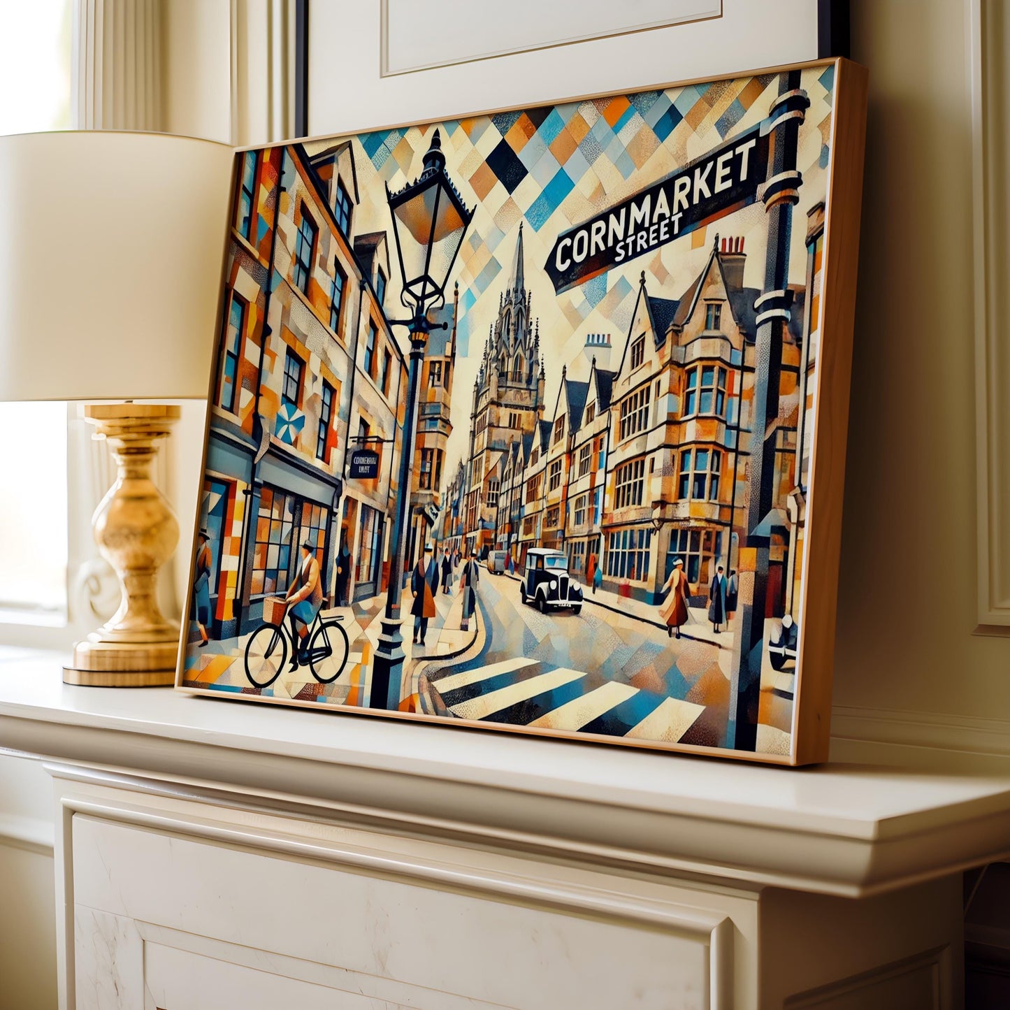 Cornmarket Street Wall Art, Oxford Travel Print, England Gift, Cornmarket St Poster, Housewarming Decor, UK Cityscape Illustration