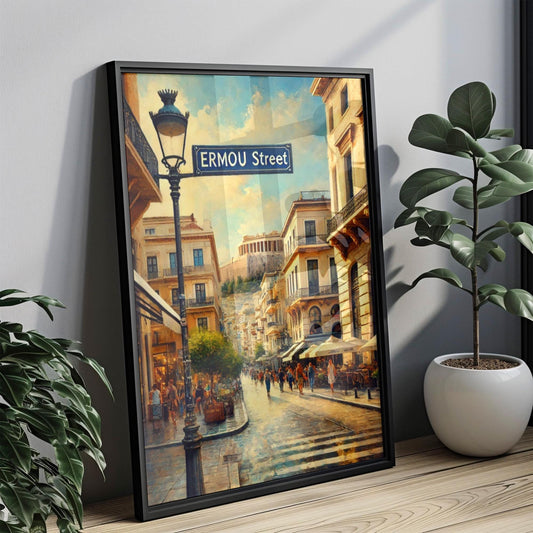 Athens Ermou St Wall Art – Travel Print & Poster, Greece Decor, Housewarming Gift, Athens Art, Greece Travel Poster