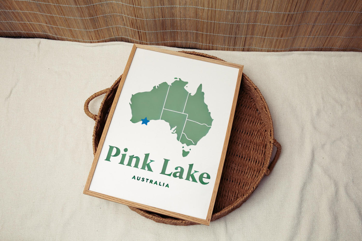 Australia Pink Lake Wall Art Print - Travel Home Decor, College Dorm & Housewarming Gift, Unique Australia Wall Artwork