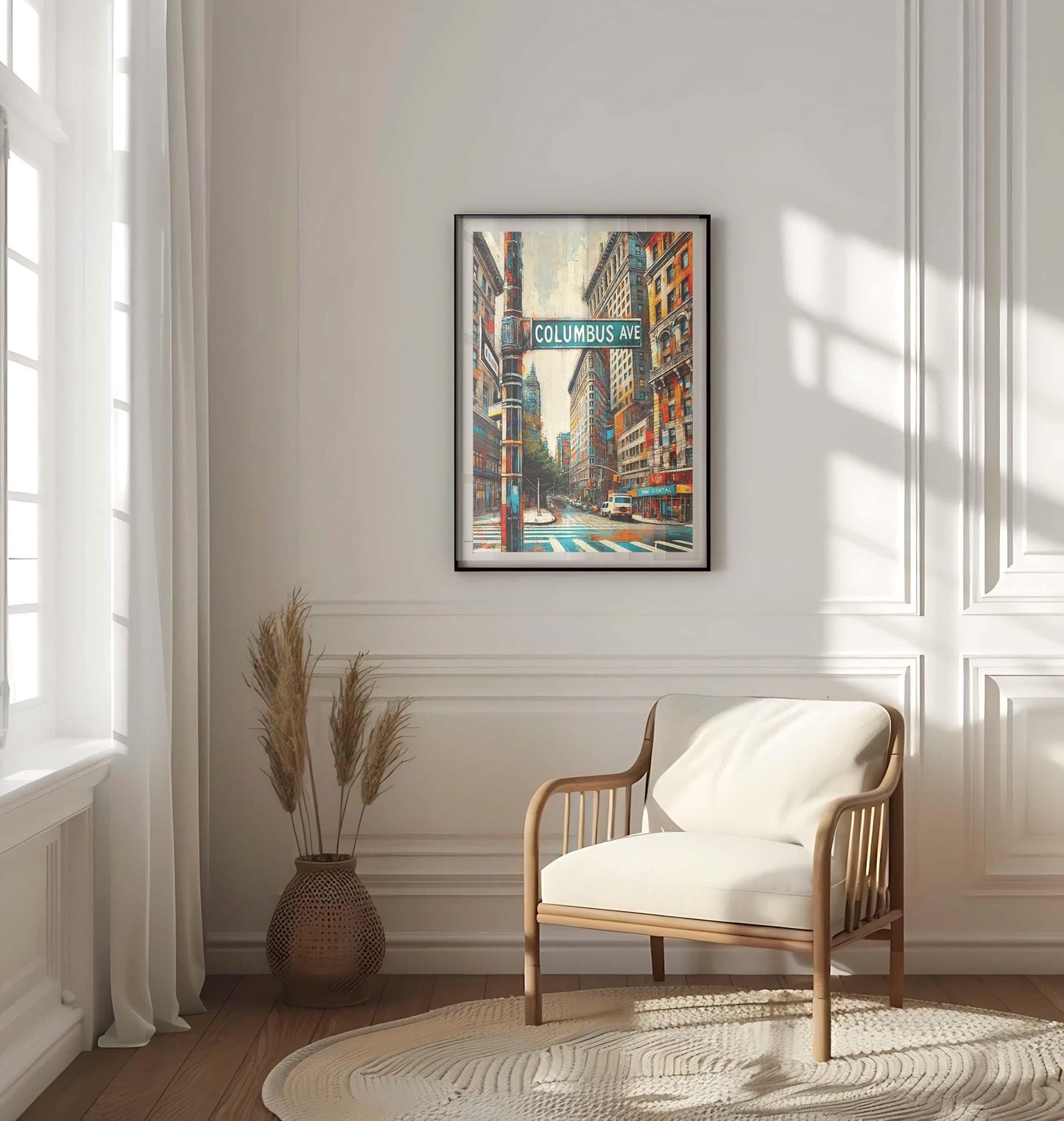 Columbus Avenue Wall Art Print – Manhattan NYC Travel Poster, New York City Gift, Housewarming Decor, Urban Street Map Artwork