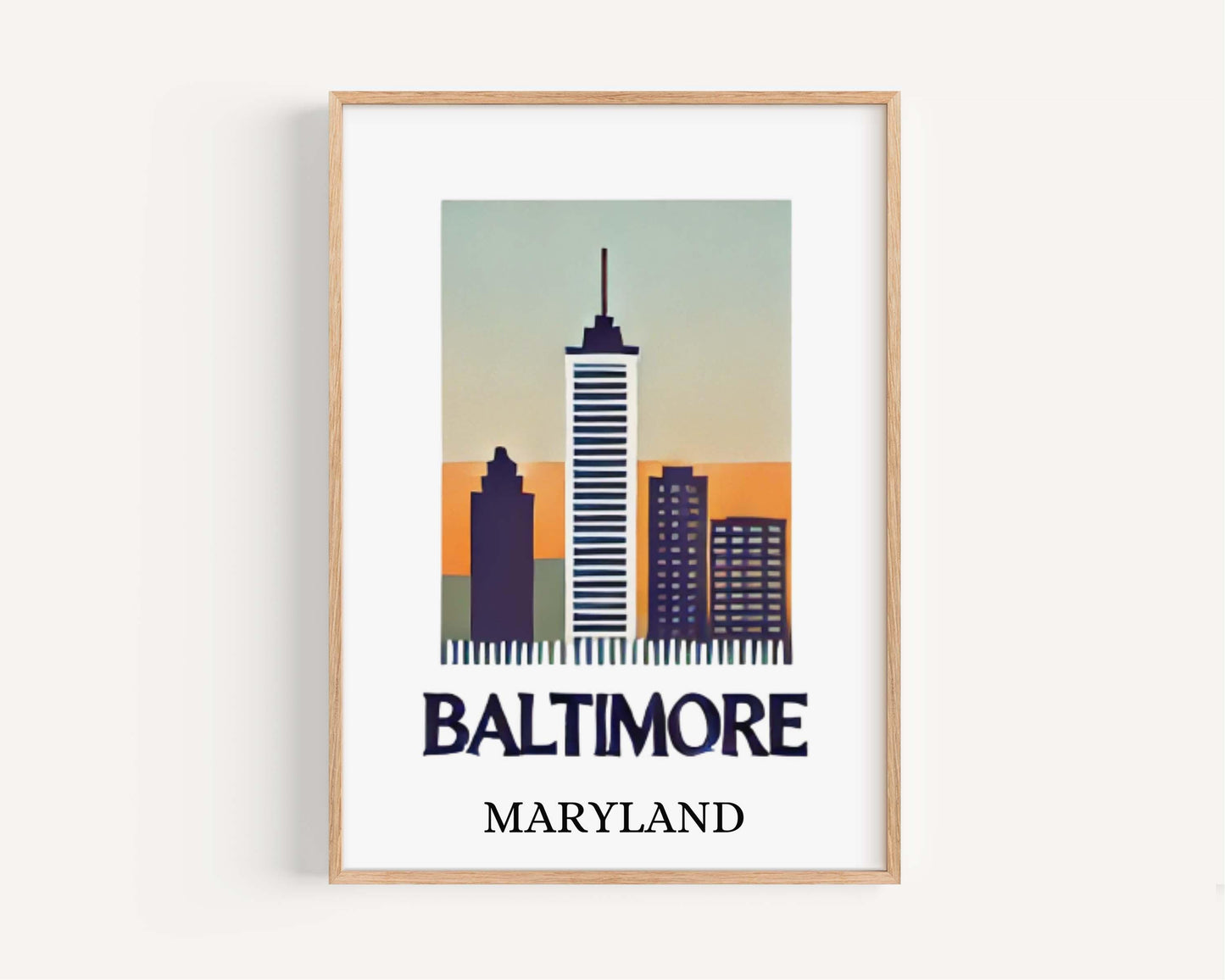 Baltimore Print Maryland Wall Art Travel Decor Housewarming Gift College Dorm MD Artwork Baltimore City Home Poster
