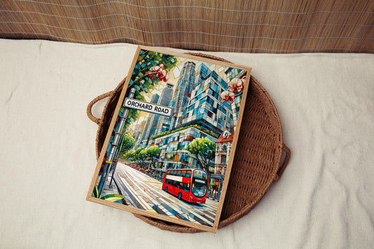 Singapore Orchard Rd Wall Art Print – Travel Poster, Asian Decor, Housewarming Gift, Modern Singapore Art, Unique Travel Home Decor