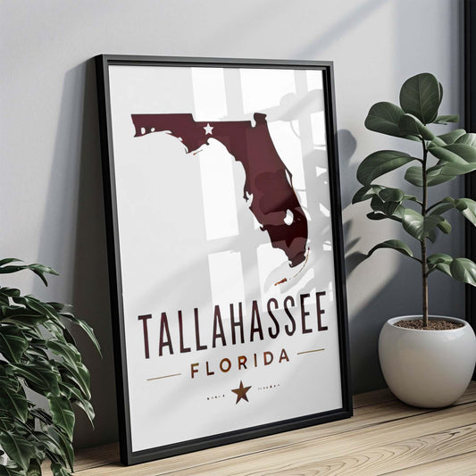 Tallahassee Print Wall Art – Florida Travel Decor, College Gift, Housewarming & FL State Home Poster