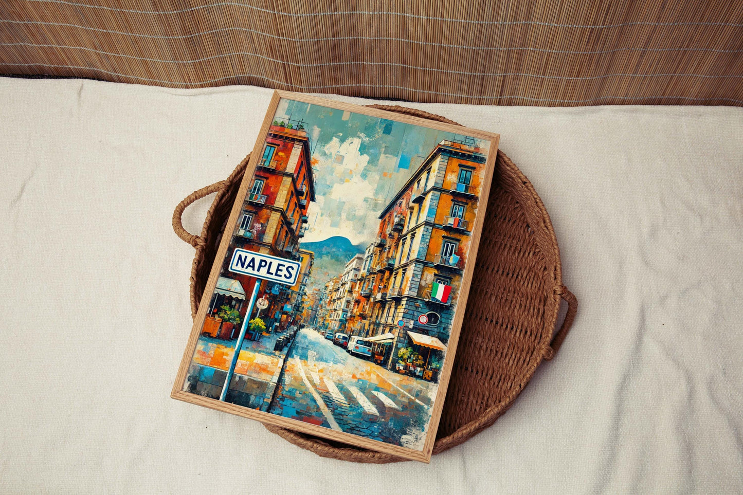 Naples Art Print - Italian Travel Poster Wall Art, Coastal Naples Italy Gift, European Cityscape Illustration, Housewarming Decor