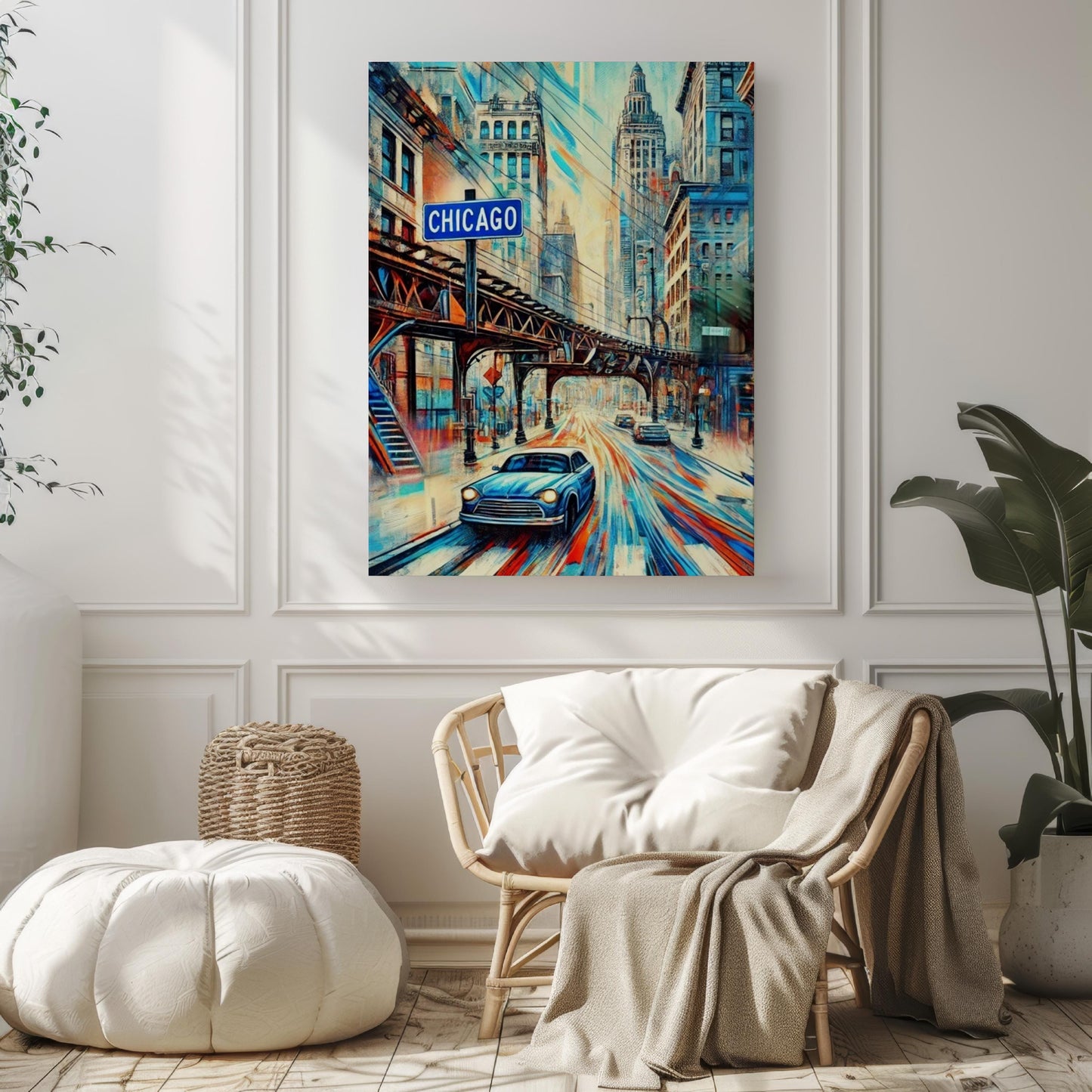 Illinois Chicago Wall Art Print – Travel Poster, Illinois Gift, USA Souvenir, Housewarming Decor, Modern Cityscape Artwork