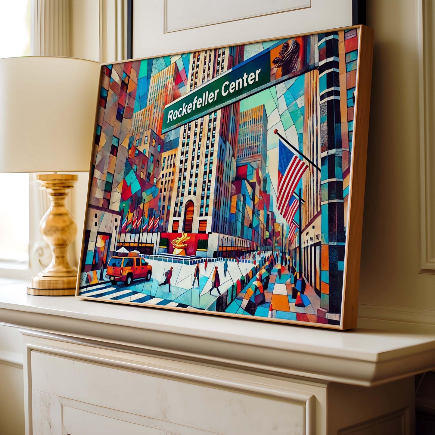 Rockefeller Center Wall Art Print - Manhattan NYC Travel Poster, New York Gift, Housewarming Decor, Iconic Cityscape Artwork